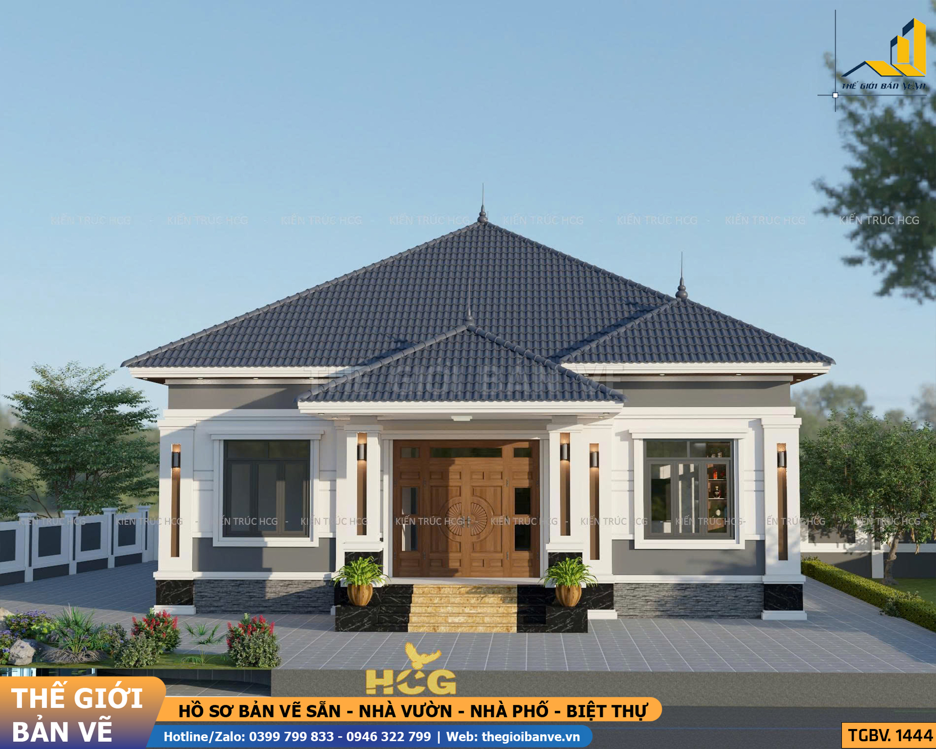 Nhà Vườn Mái Nhật 12.6x19.9m - 4 Phòng Ngủ | TGBV.1444