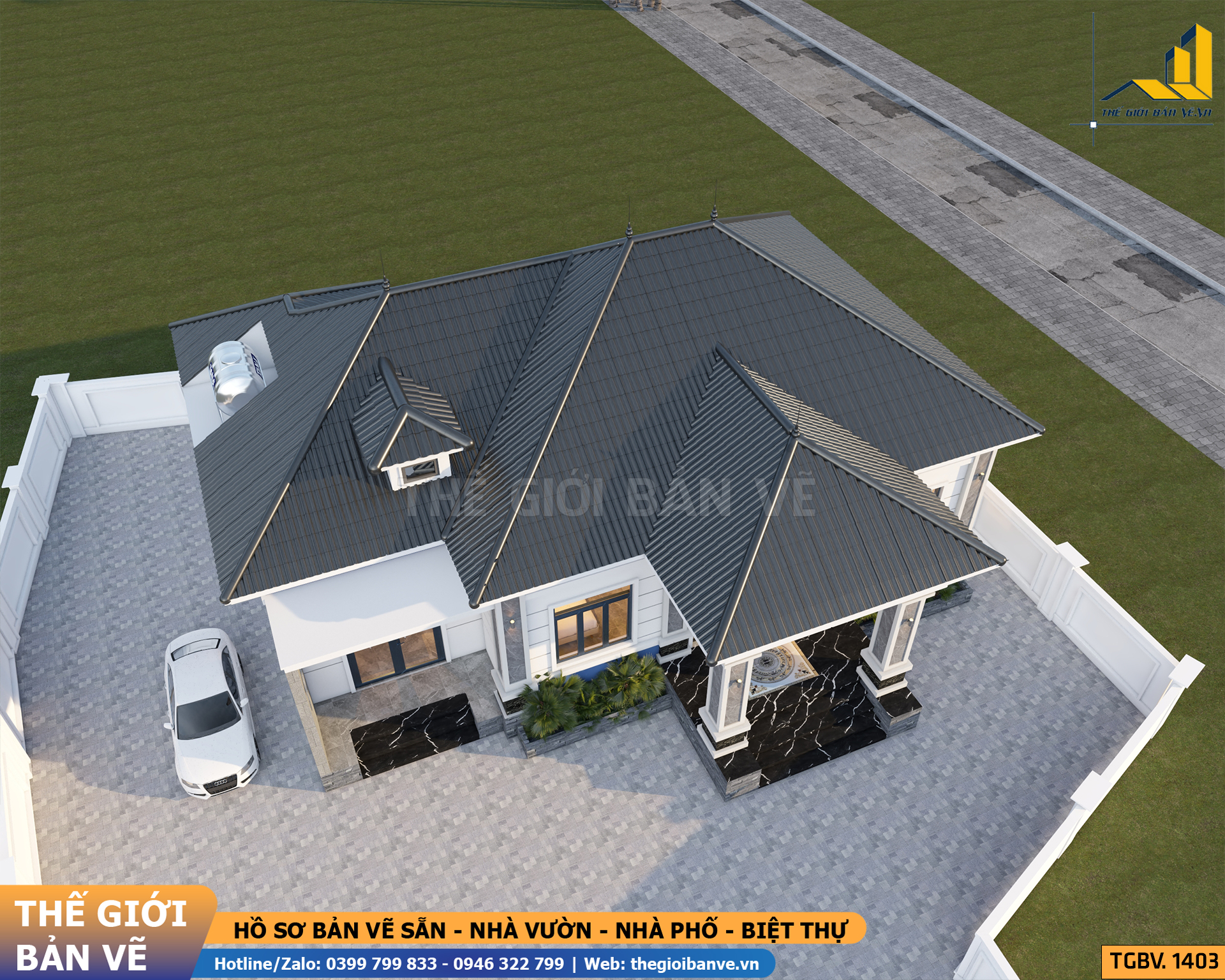 Nhà Vườn Mái Nhật 16.5x12.5m - 3 Phòng Ngủ | TGBV.1403