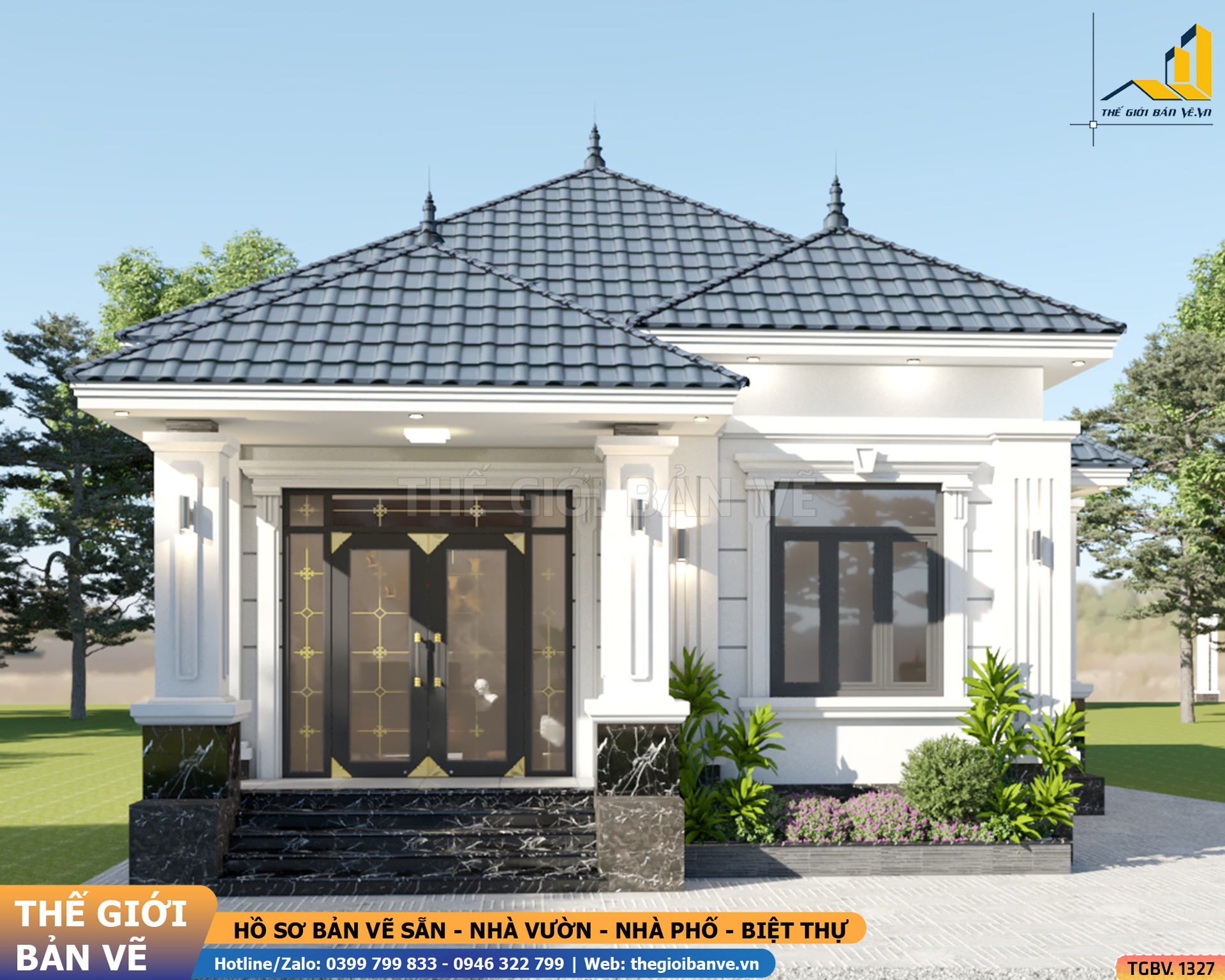 Nhà Vườn Mái Nhật 8x16.3m – 3 Phòng Ngủ | TGBV.1327