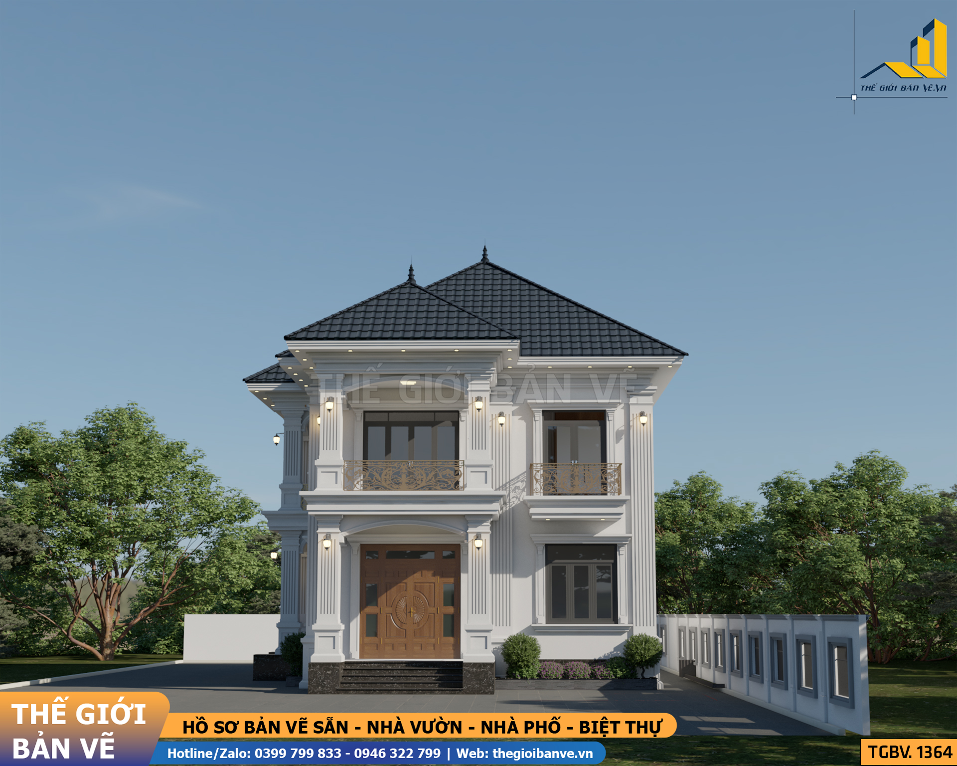 Biệt Thự Mái Nhật 2 Tầng 15.1x9m – 4 Phòng Ngủ | TGBV.1364