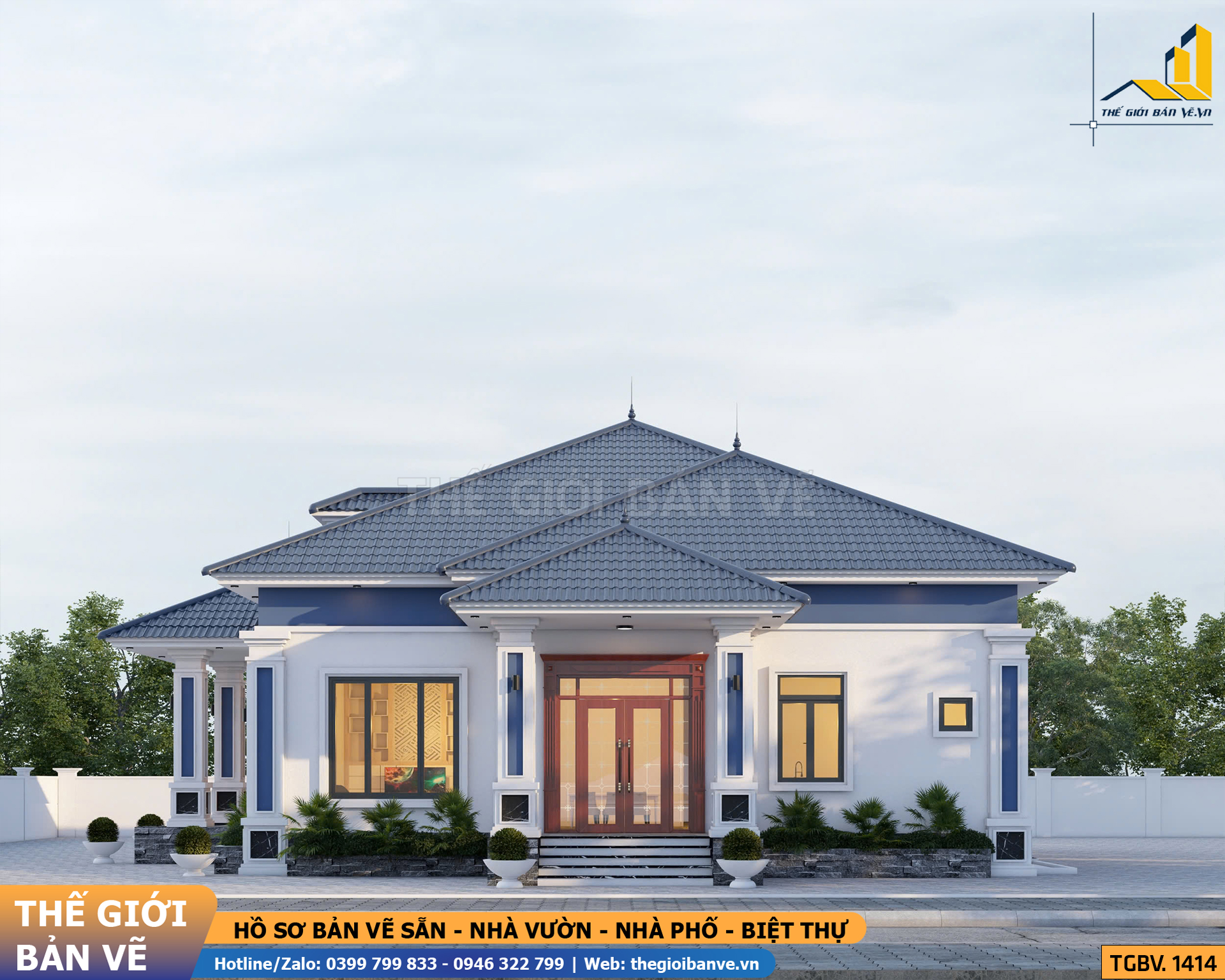 Nhà Vườn Mái Nhật 14.5x16.8m - 4 Phòng Ngủ | TGBV.1414