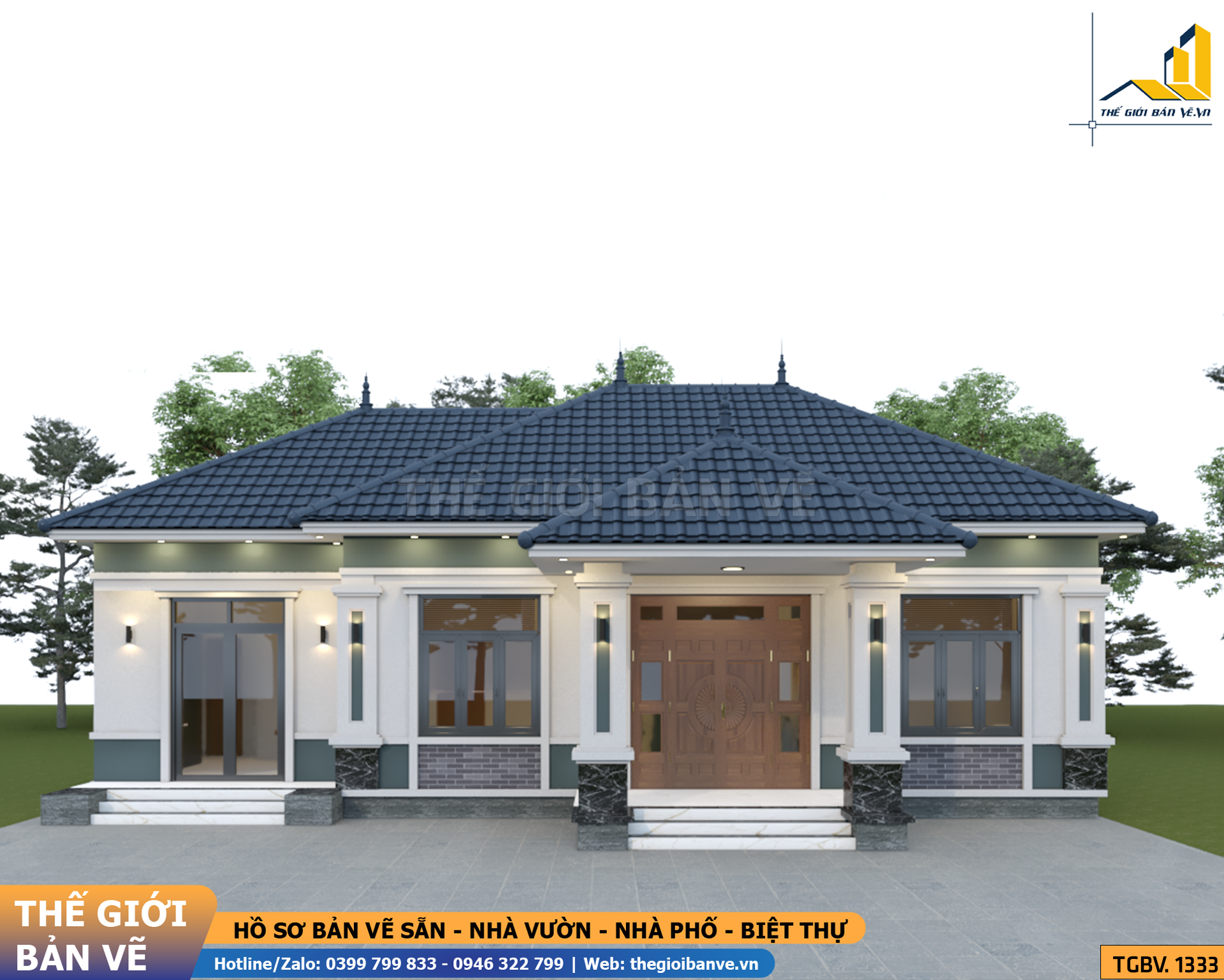 Nhà Vườn Mái Nhật 15.9x12m – 4 Phòng Ngủ | TGBV.1333