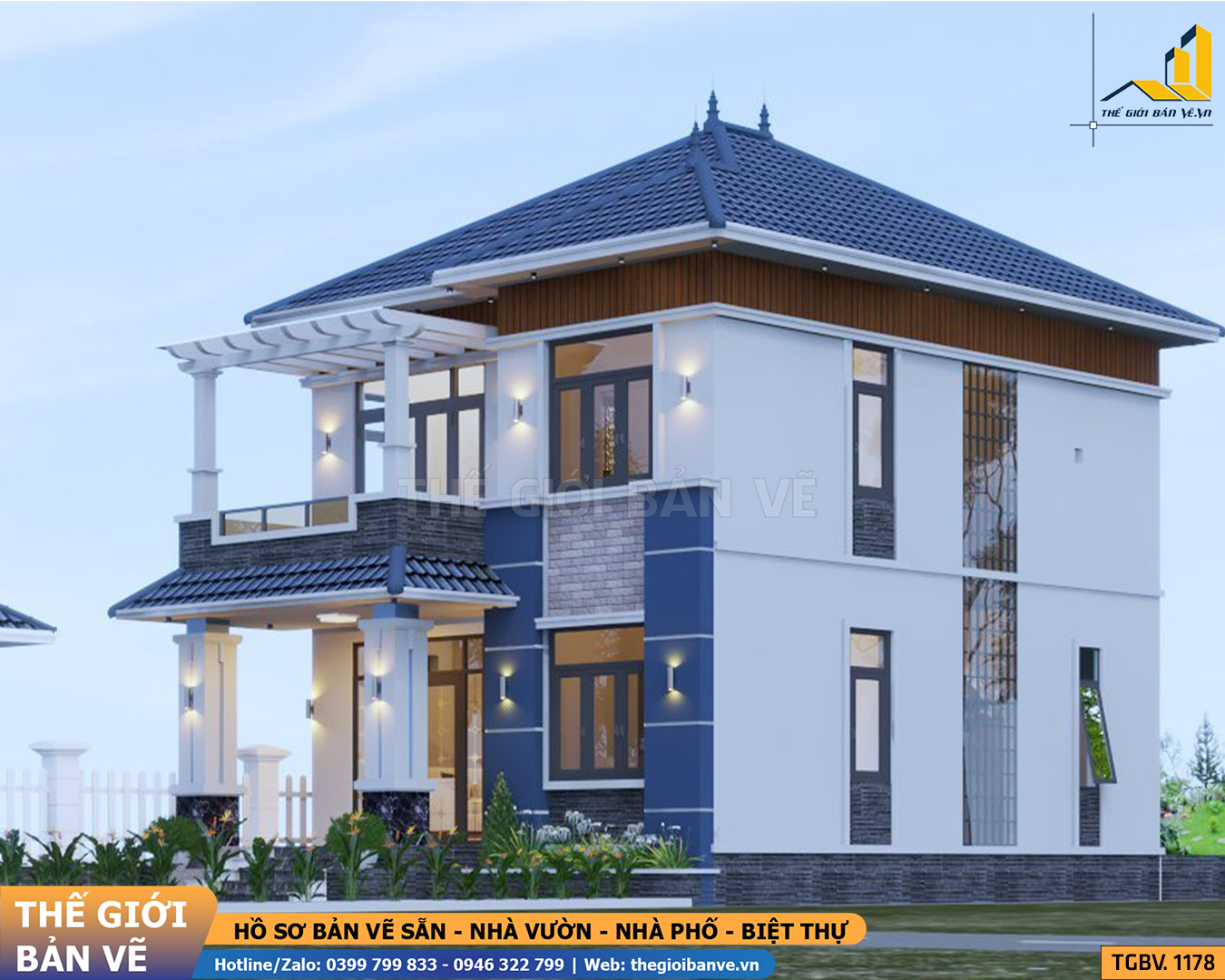 Biệt Thự Hai Tầng Mái Nhật 8x11.9m – 3 Phòng Ngủ | TGBV.1178