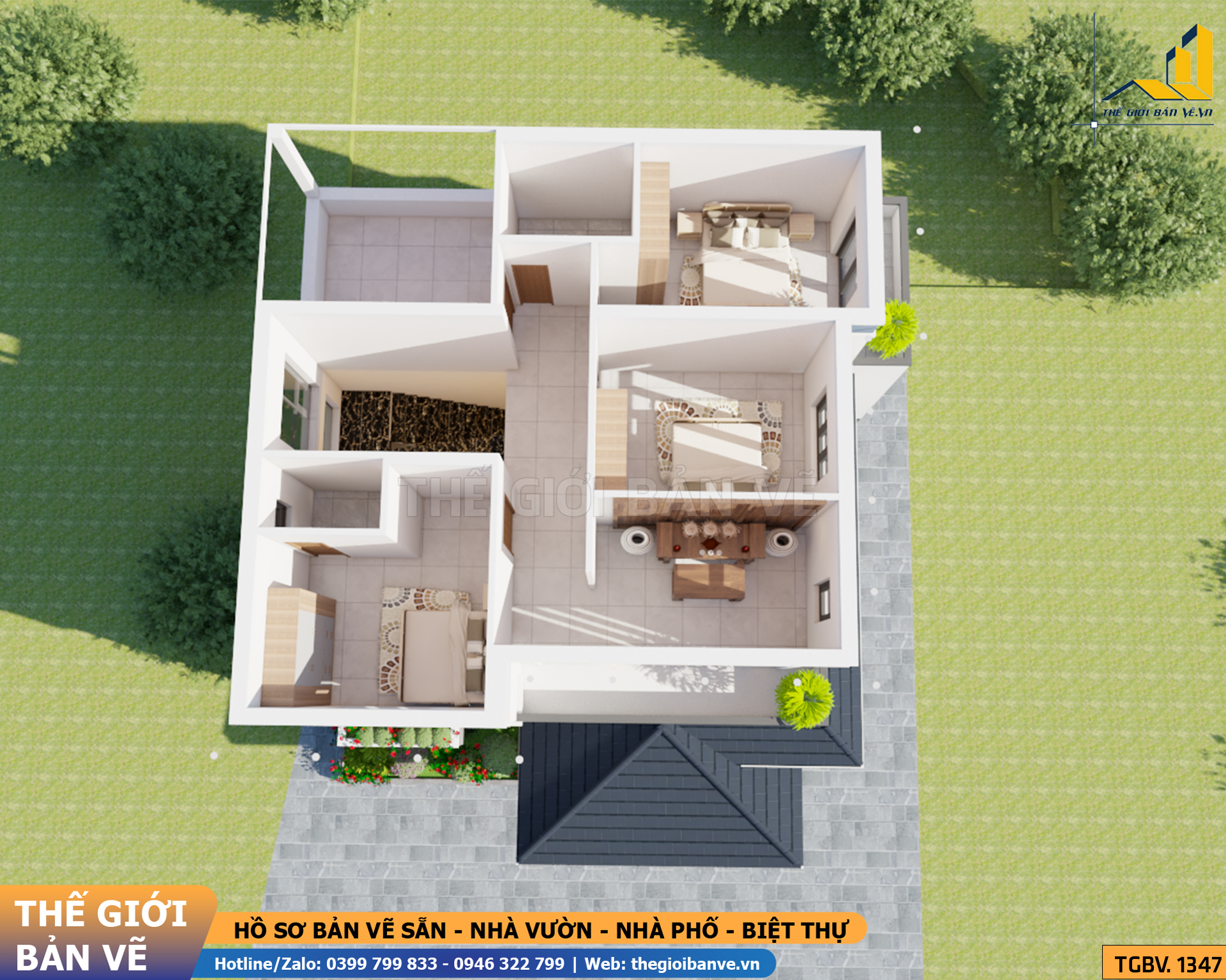 Biệt Thự Mái Nhật 2 Tầng 10.4x12.6m – 5 Phòng Ngủ | TGBV.1347