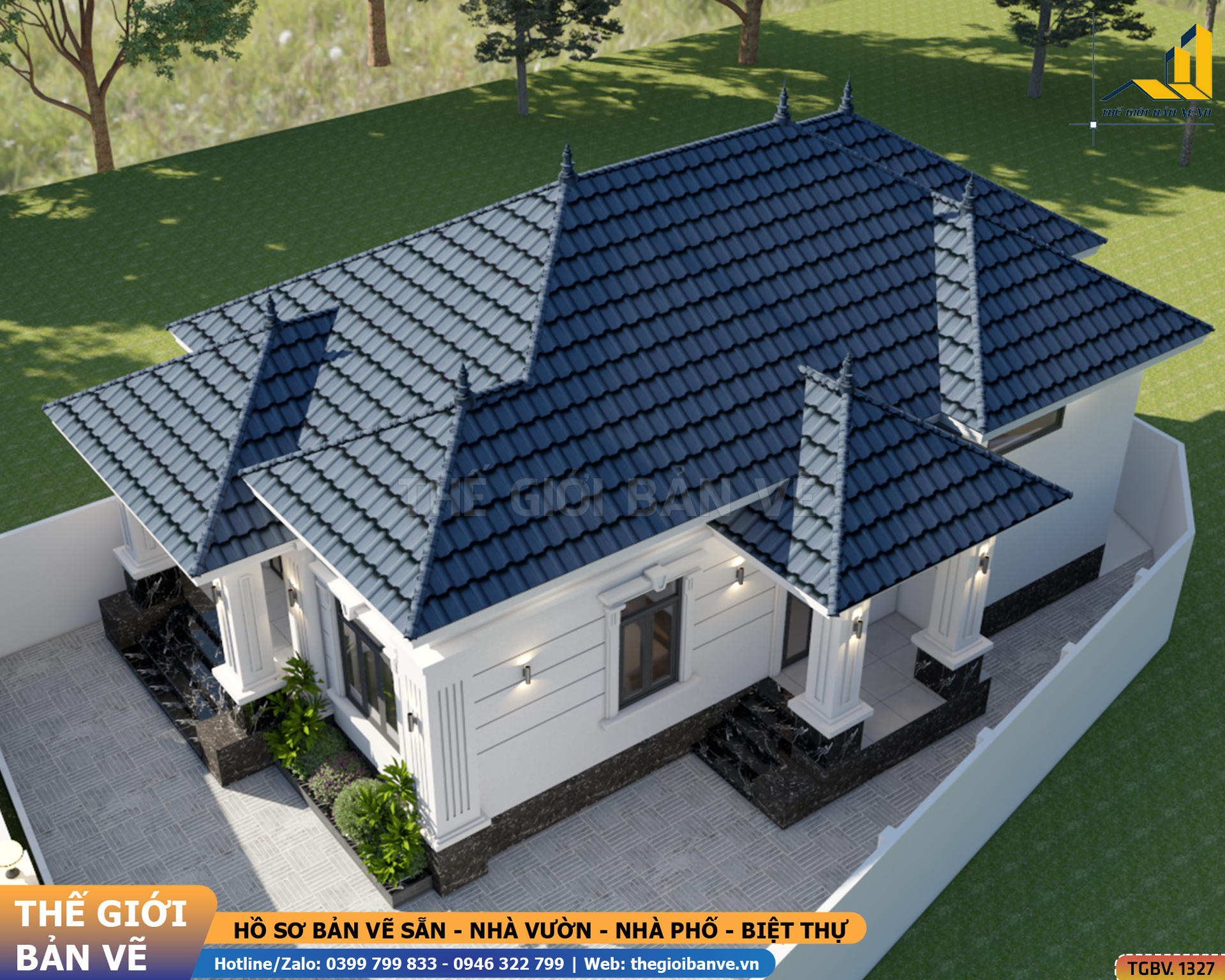 Nhà Vườn Mái Nhật 8x16.3m – 3 Phòng Ngủ | TGBV.1327