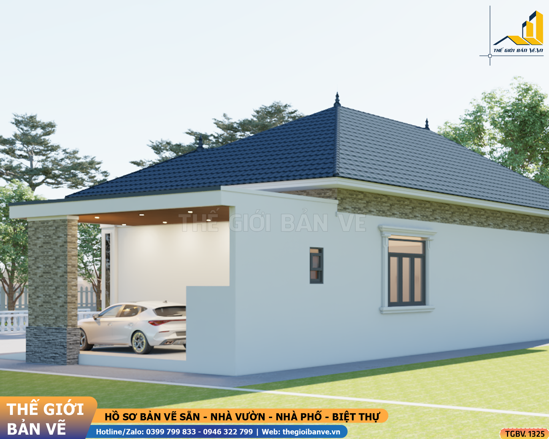 Nhà Vườn Mái Nhật 18x10.6m – 3 Phòng Ngủ | TGBV.1325