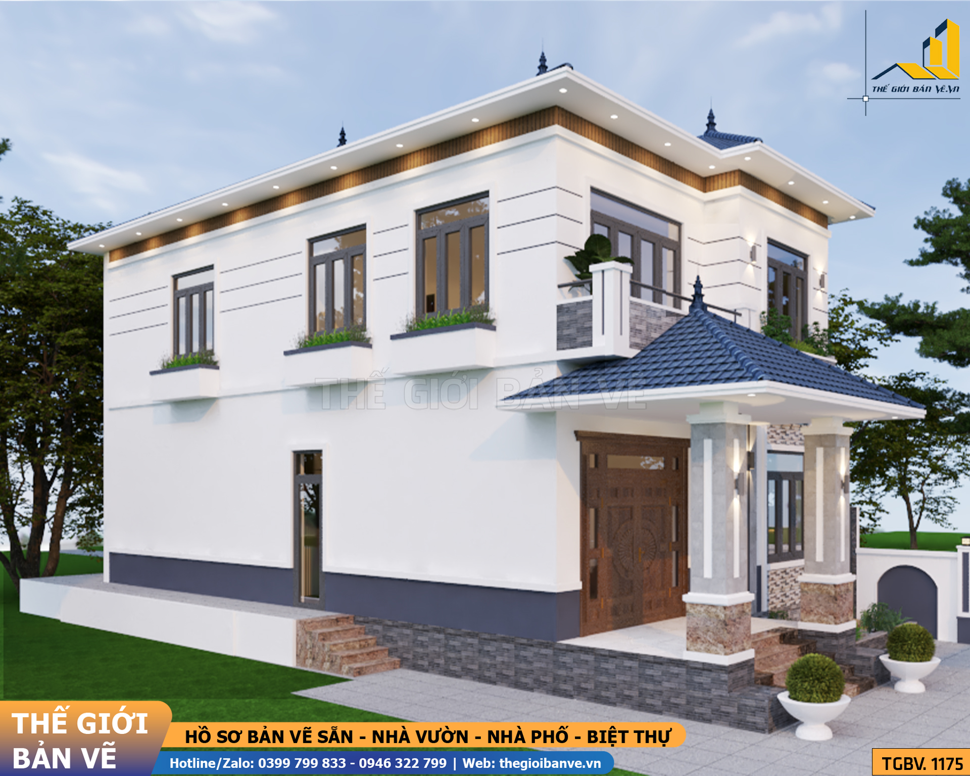 Biệt Thự Mái Nhật 2 Tầng 8x16.9m – 3 Phòng Ngủ | TGBV.1175