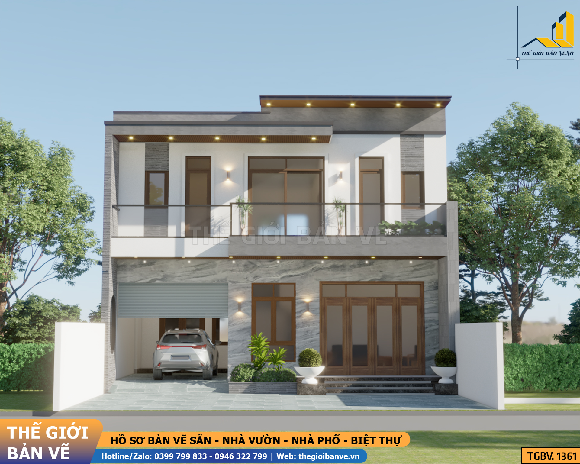 Biệt Thự Mái Bằng 2 Tầng 10.3x11.6m – 3 Phòng Ngủ, Có Gara | TGBV.1361