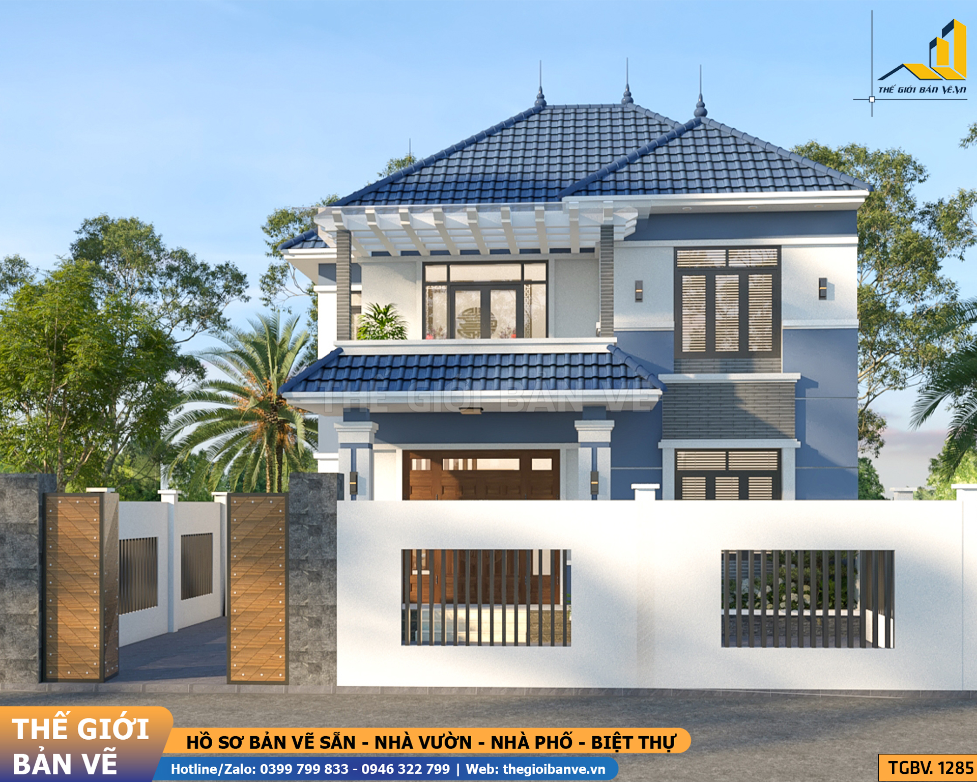 Biệt Thự Mái Nhật 2 Tầng 12.1x10.3m – 3 Phòng Ngủ | TGBV.1285