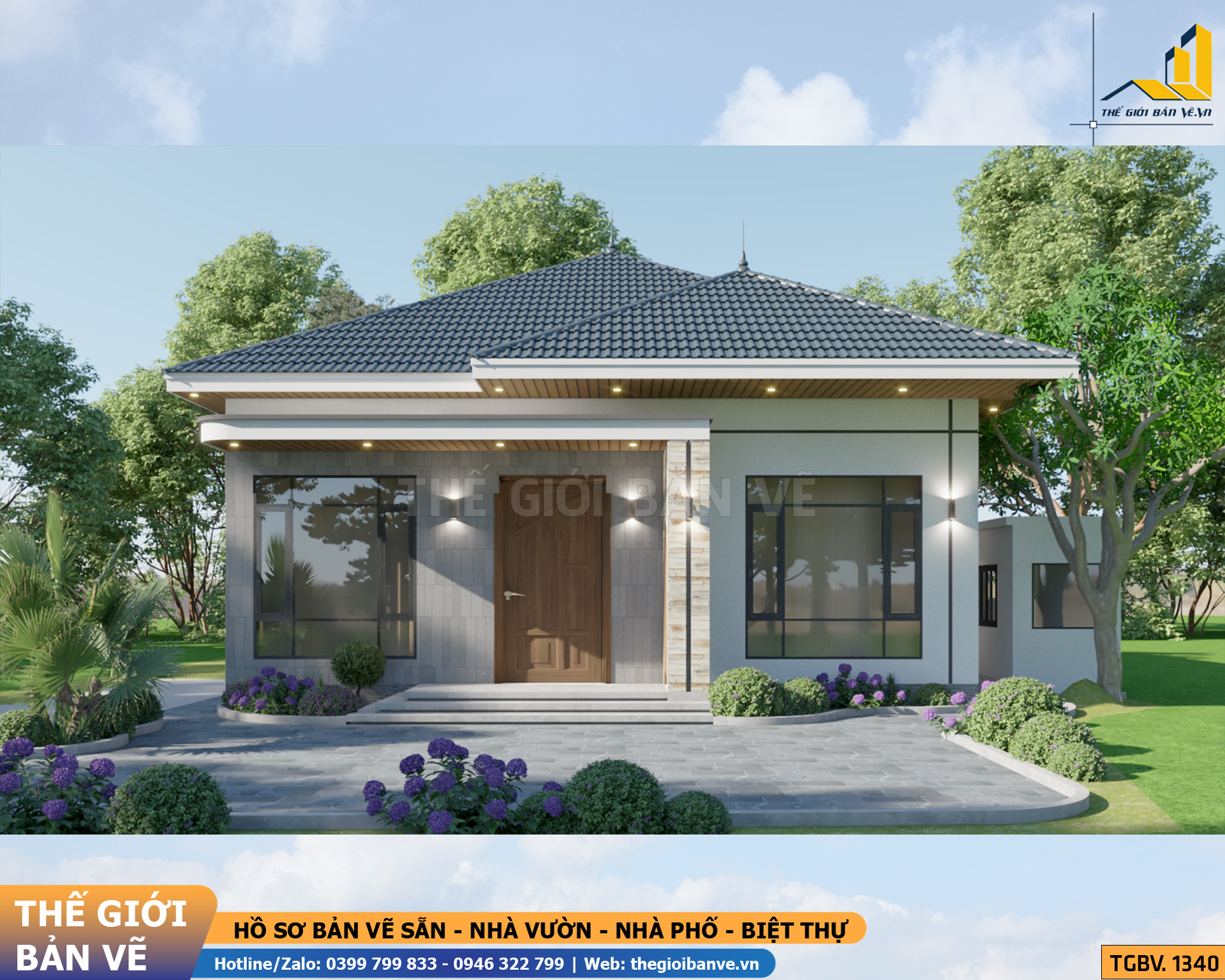 Nhà Vườn Mái Nhật 10.6x11.9m - 2 Phòng Ngủ | TGBV.1340