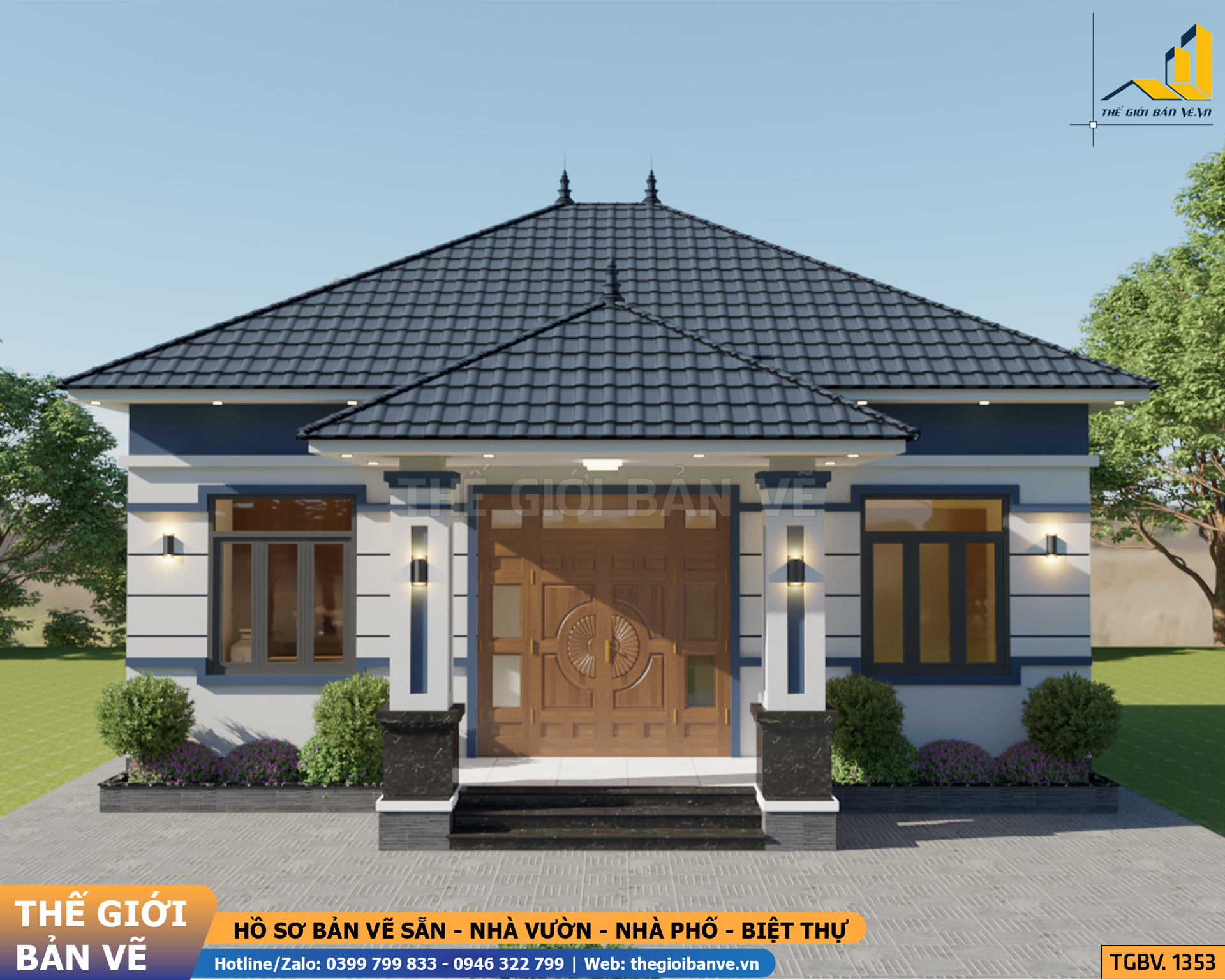 Nhà  Vườn Mái Nhật 11.2x14.3m - 3 Phòng Ngủ | TGBV.1353