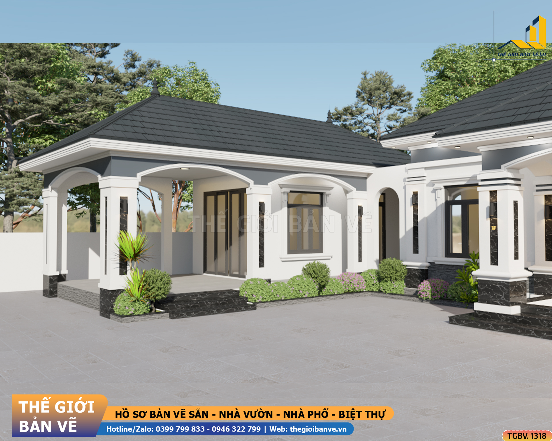 Nhà Vườn Mái Nhật 15.1x12.3m – 4 Phòng Ngủ | TGBV.1318