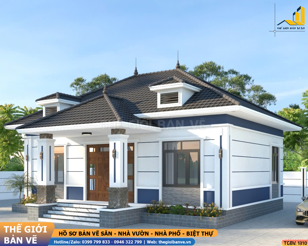 Nhà Vườn Mái Nhật 11.9x12.2m – 4 Phòng Ngủ Hiện Đại | TGBV.1310