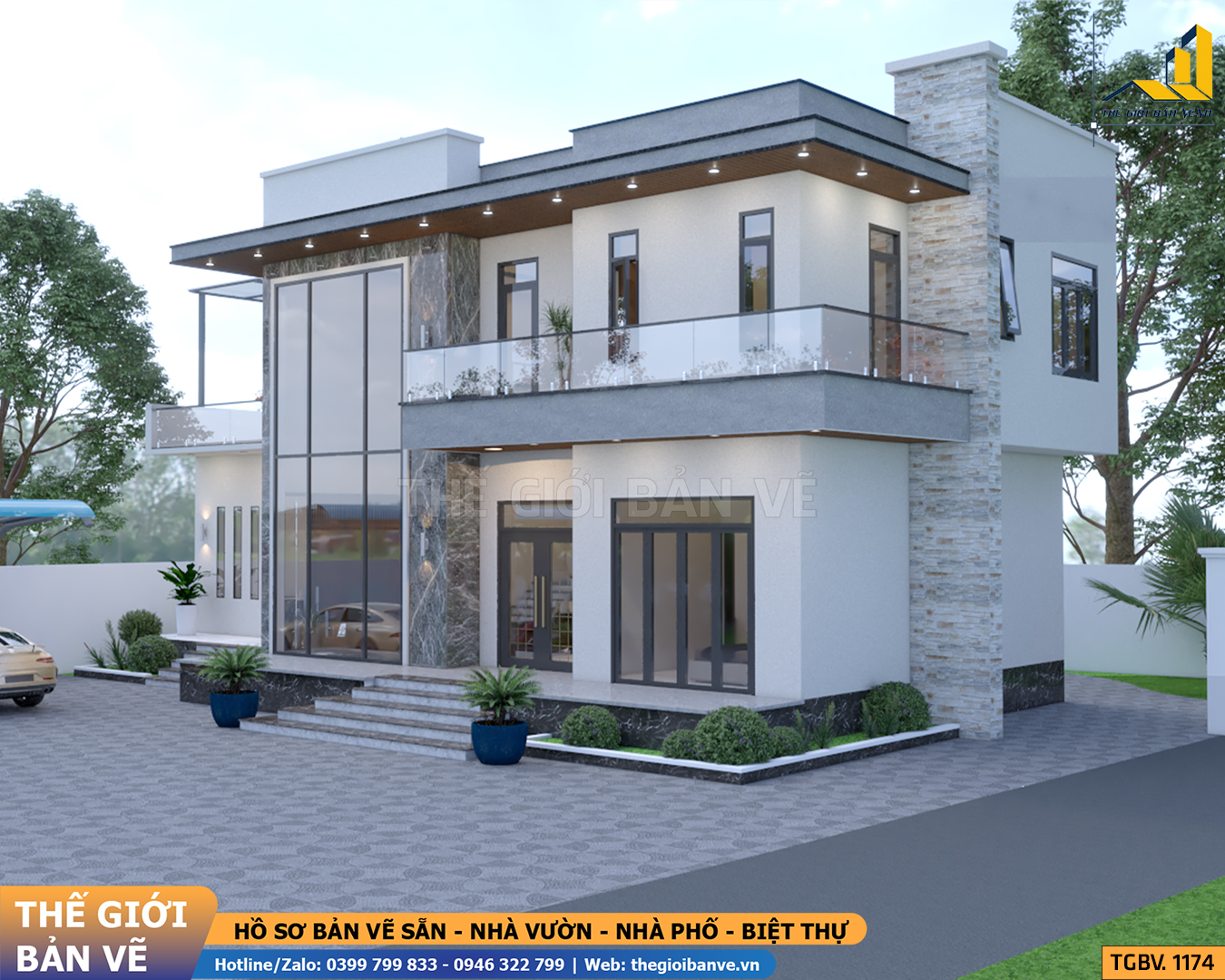 Biệt Thự Mái Bằng 17.2x10m – 4 Phòng Ngủ | TGBV.1174