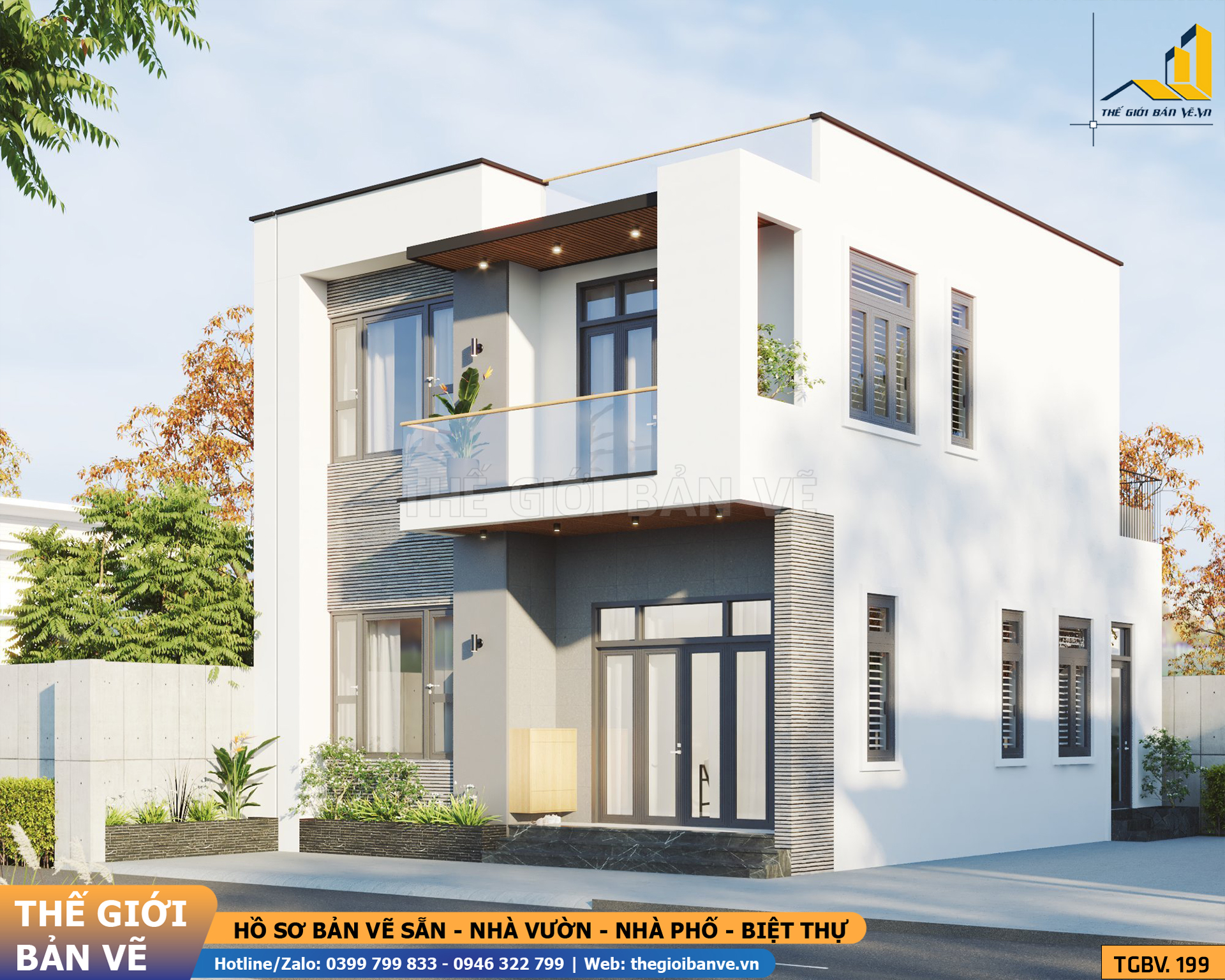 Biệt Thự Mái Bằng Hiện Đại 8.4x11.2m – 4 Phòng Ngủ | TGBV.1199