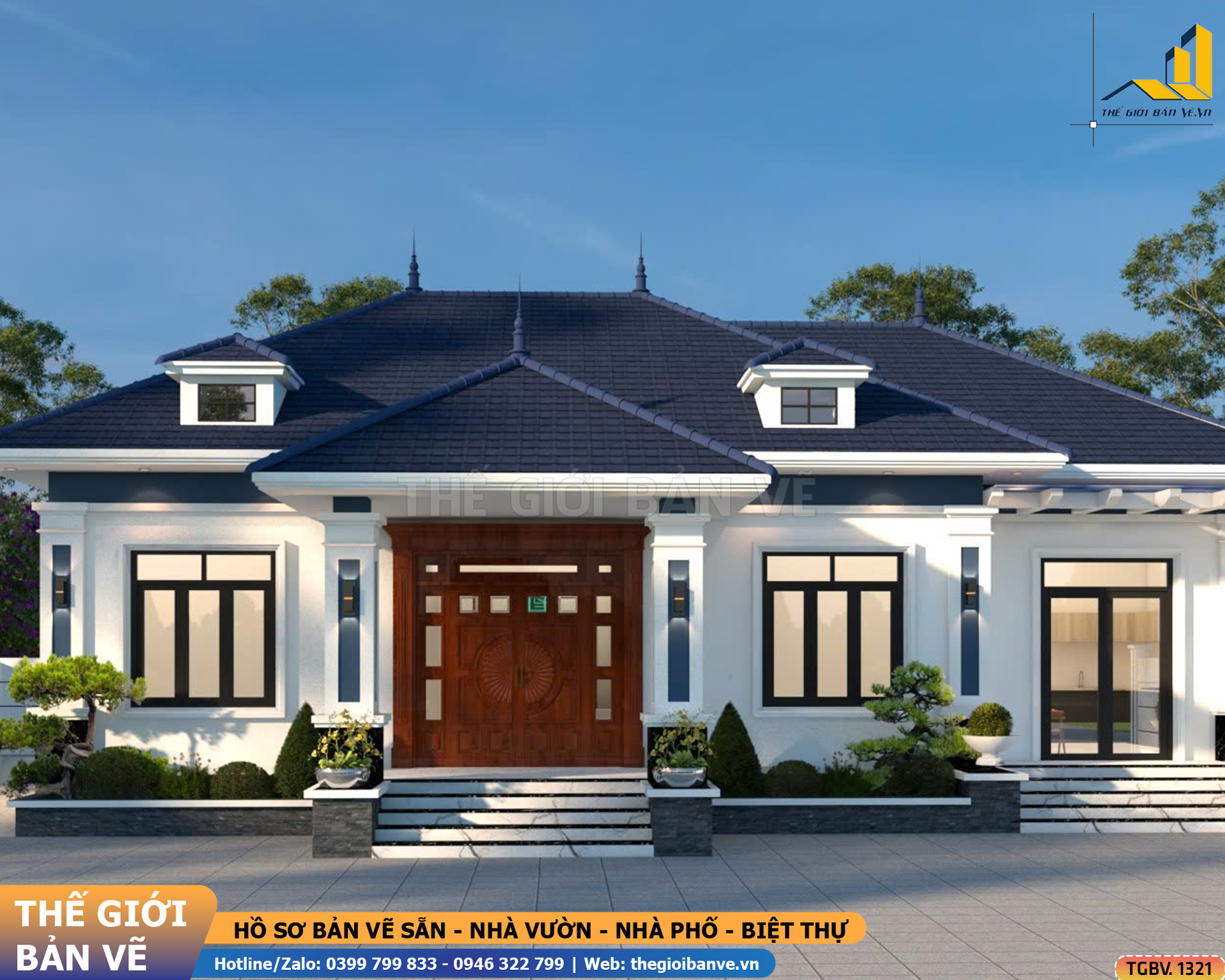 Nhà Vườn Mái Nhật 17.2x12.5m – 4 Phòng Ngủ | TGBV.1321