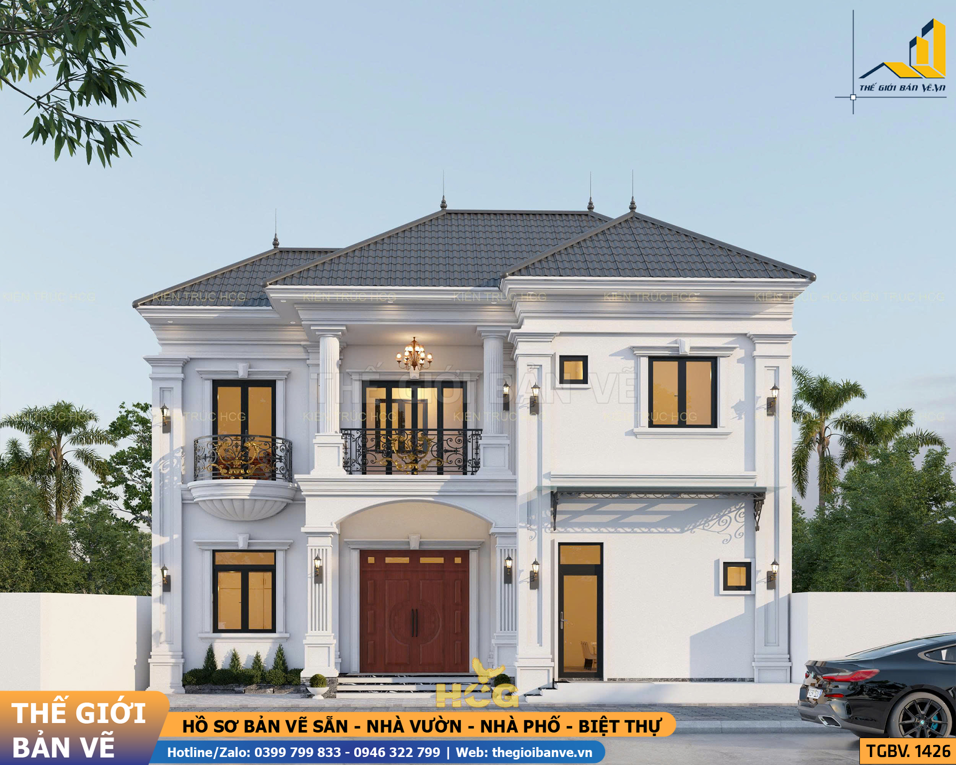 Biệt Thự Mái Nhật 2 Tầng 7.4x13.5m - 4 Phòng Ngủ | TGBV.1426