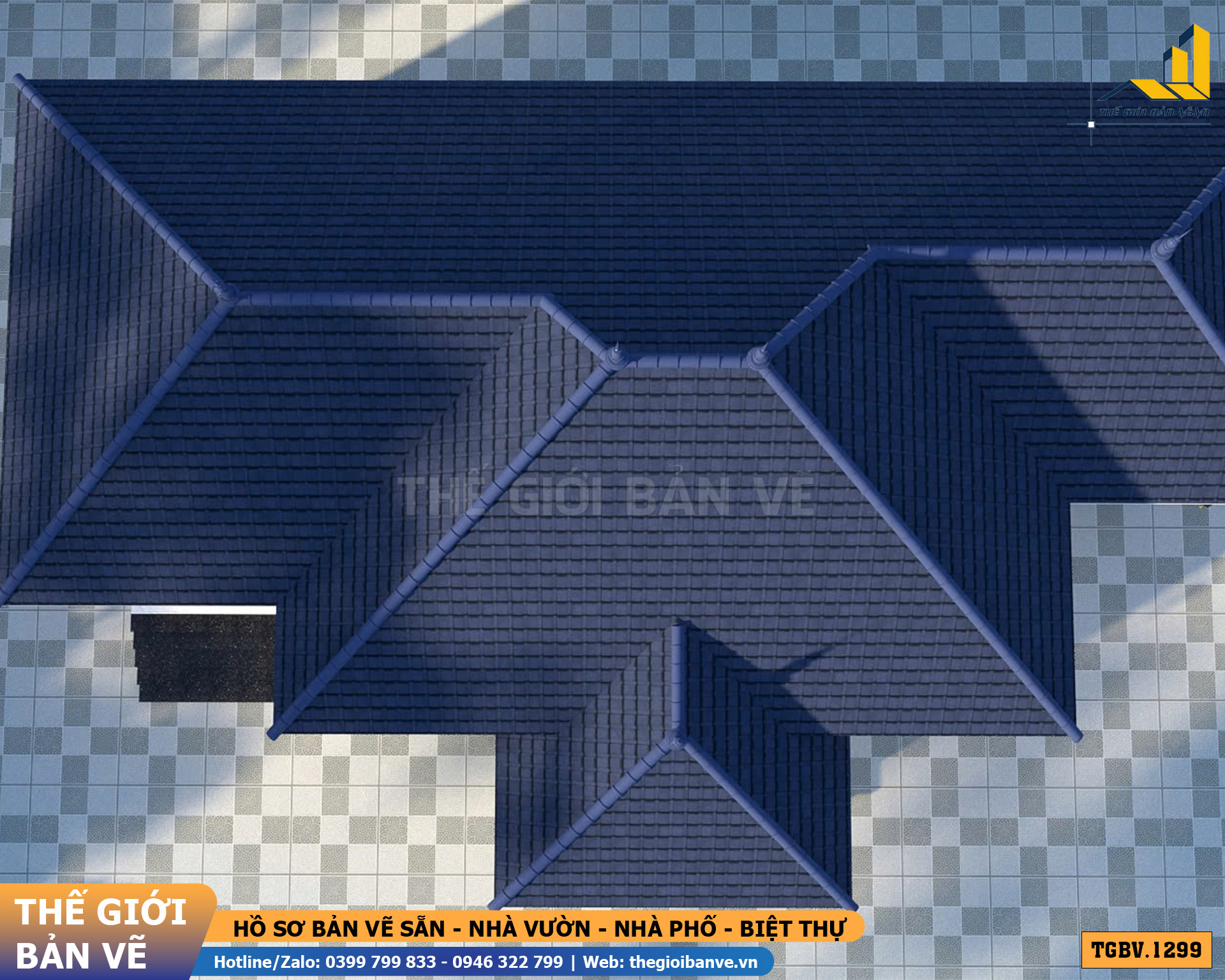 Nhà Vườn Mái Nhật 17.7 x 8.5m - 4 Phòng Ngủ Hiện Đại | TGBV. 1299