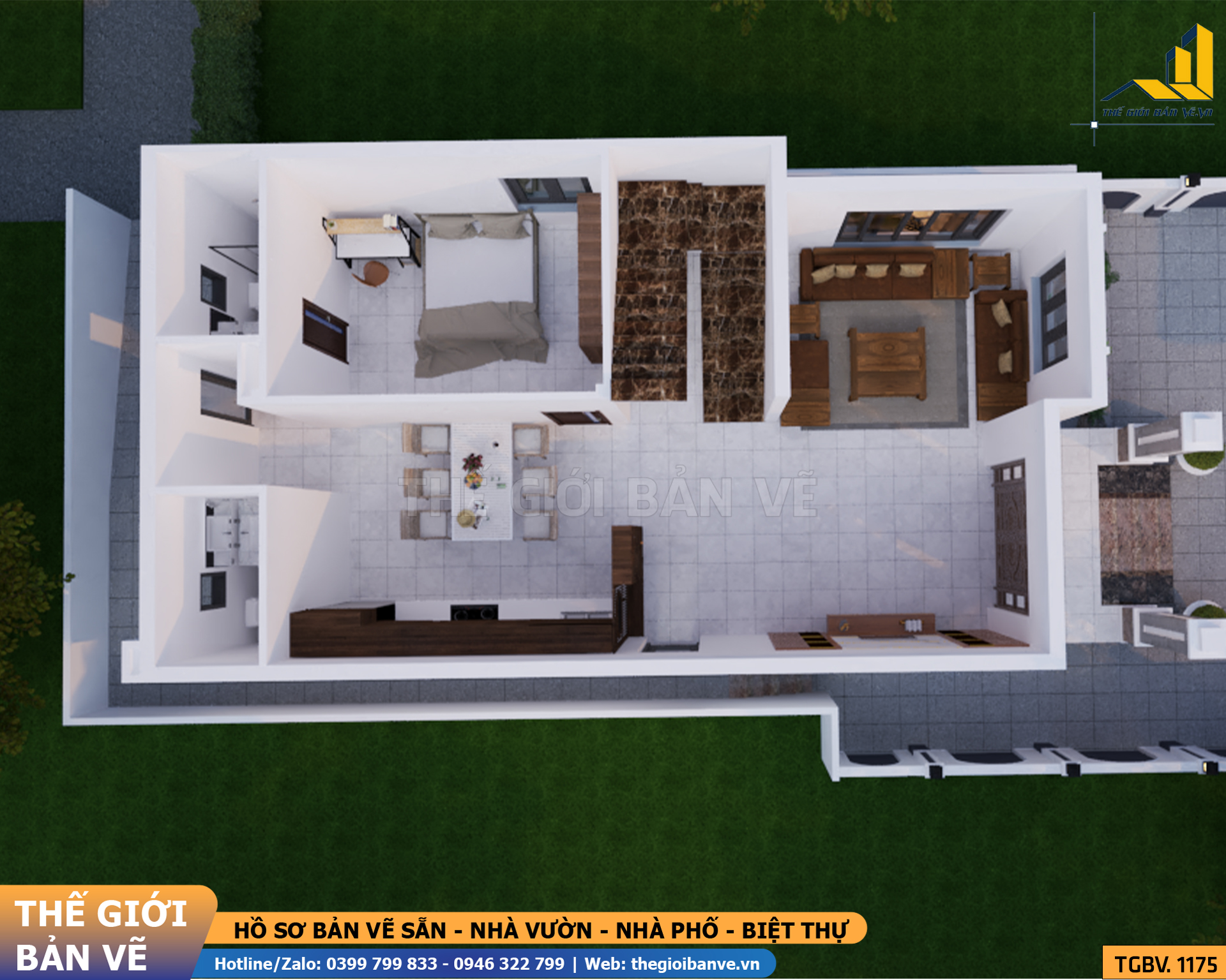 Biệt Thự Mái Nhật 2 Tầng 8x16.9m – 3 Phòng Ngủ | TGBV.1175