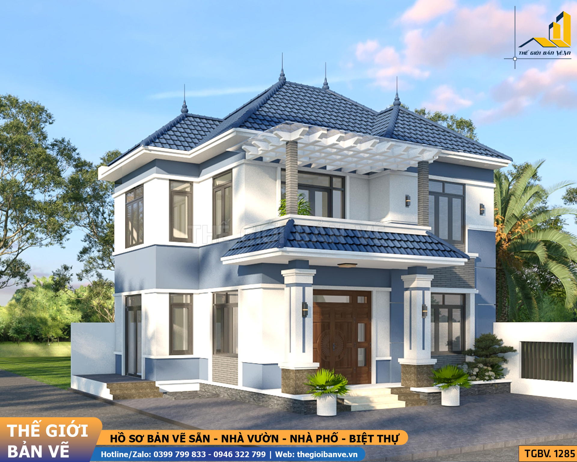 Biệt Thự Mái Nhật 2 Tầng 12.1x10.3m – 3 Phòng Ngủ | TGBV.1285