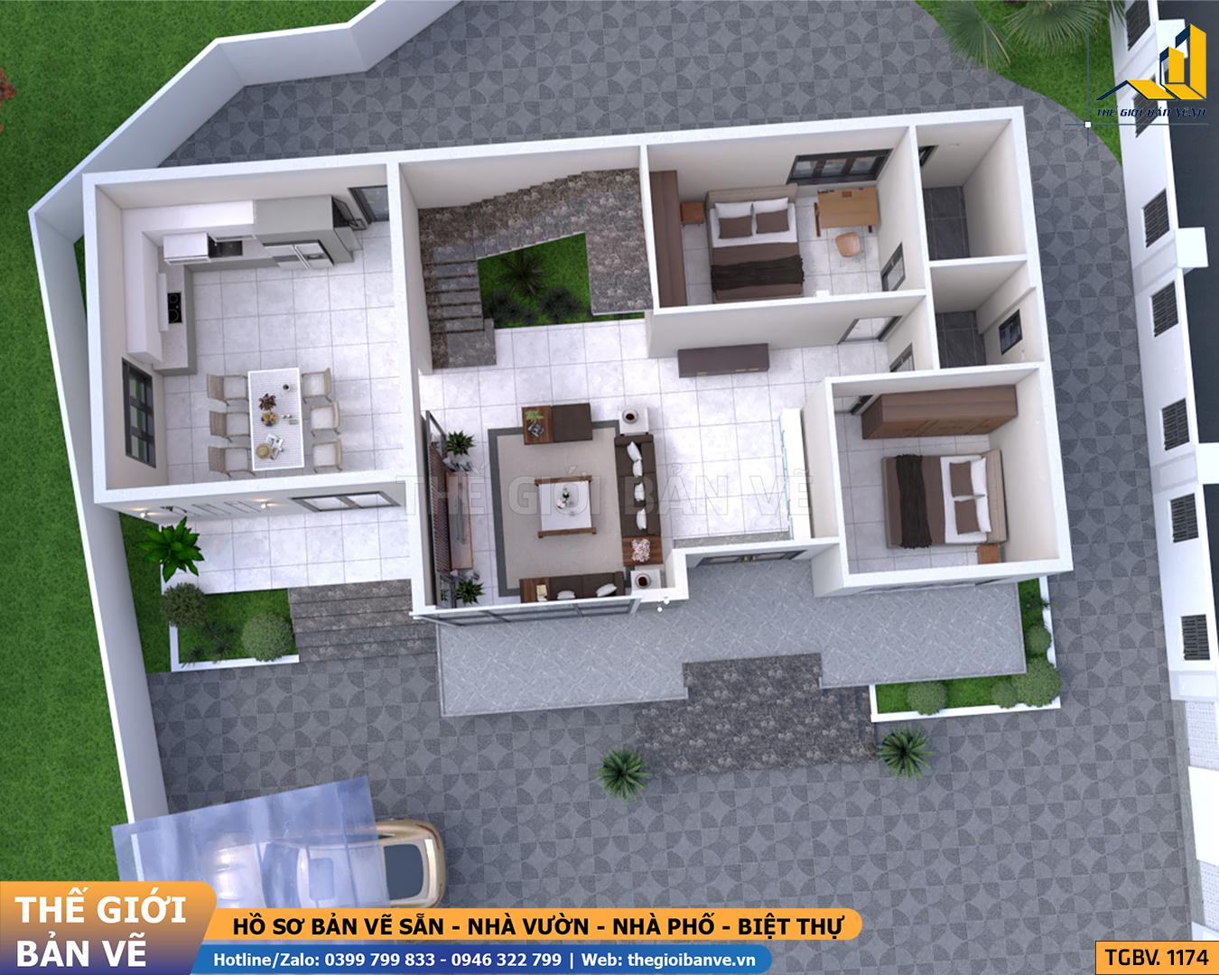 Biệt Thự Mái Bằng 17.2x10m – 4 Phòng Ngủ | TGBV.1174