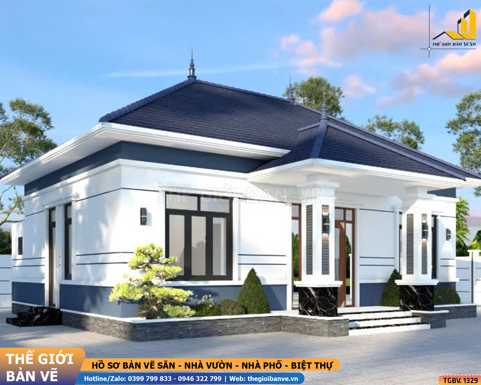 Nhà Vườn Mái Nhật 11.8x12.4m – 3 Phòng Ngủ | TGBV.1329