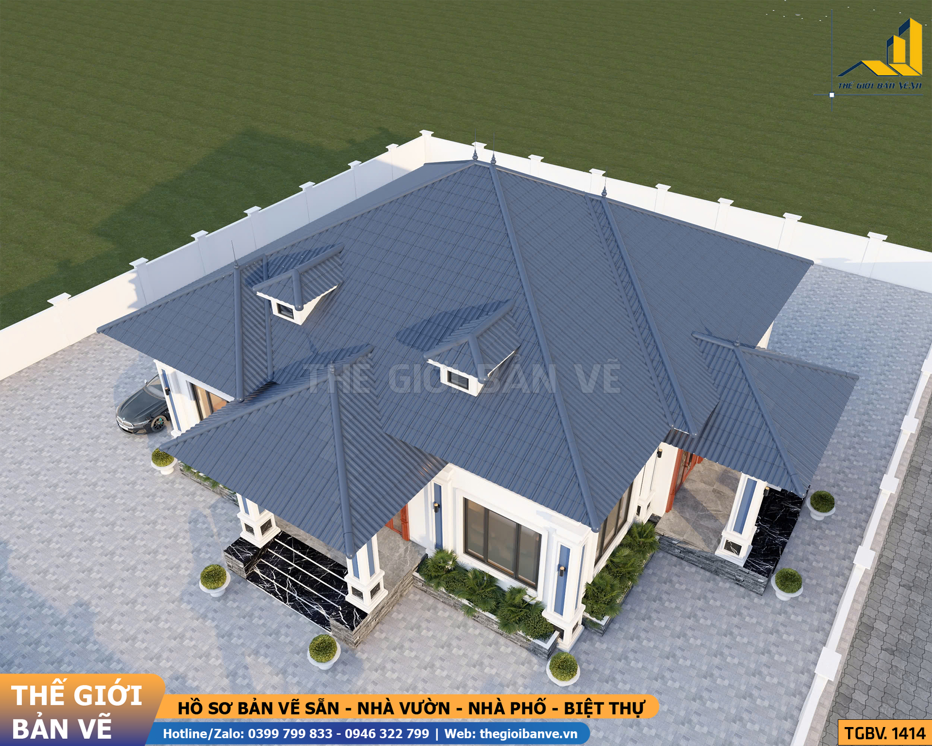 Nhà Vườn Mái Nhật 14.5x16.8m - 4 Phòng Ngủ | TGBV.1414