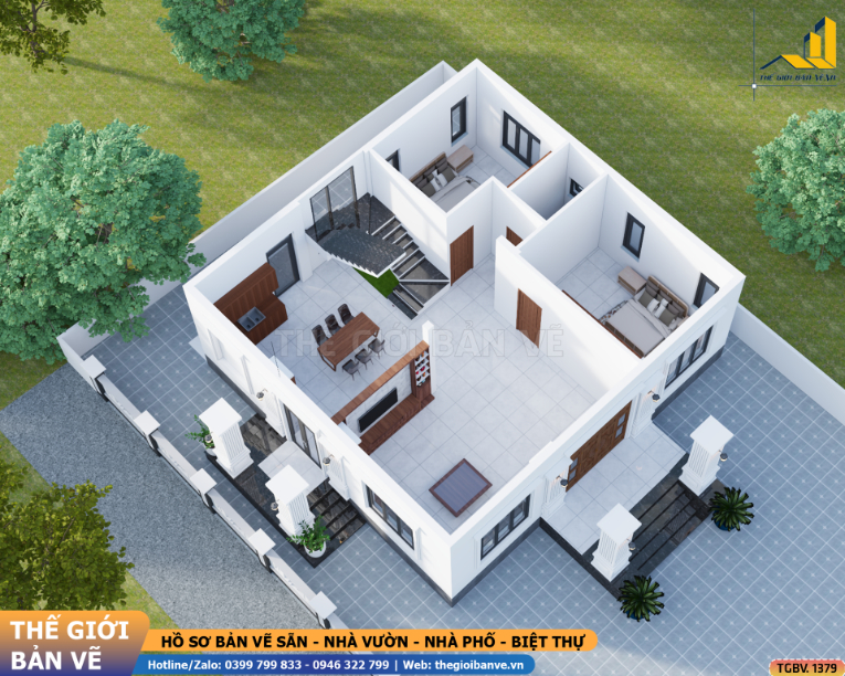 Biệt Thự Mái Nhật 2 Tầng 11.5 x 8.3m Tân Cổ Điển  – 4 Phòng Ngủ | TGBV.1379