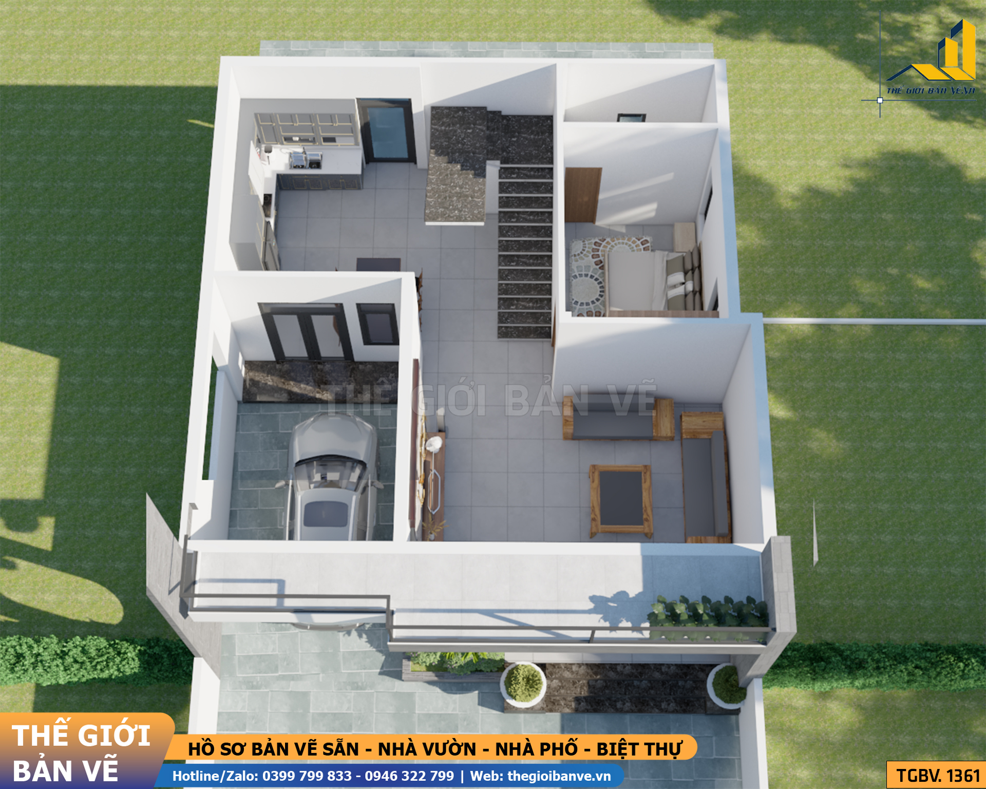 Biệt Thự Mái Bằng 2 Tầng 10.3x11.6m – 3 Phòng Ngủ, Có Gara | TGBV.1361