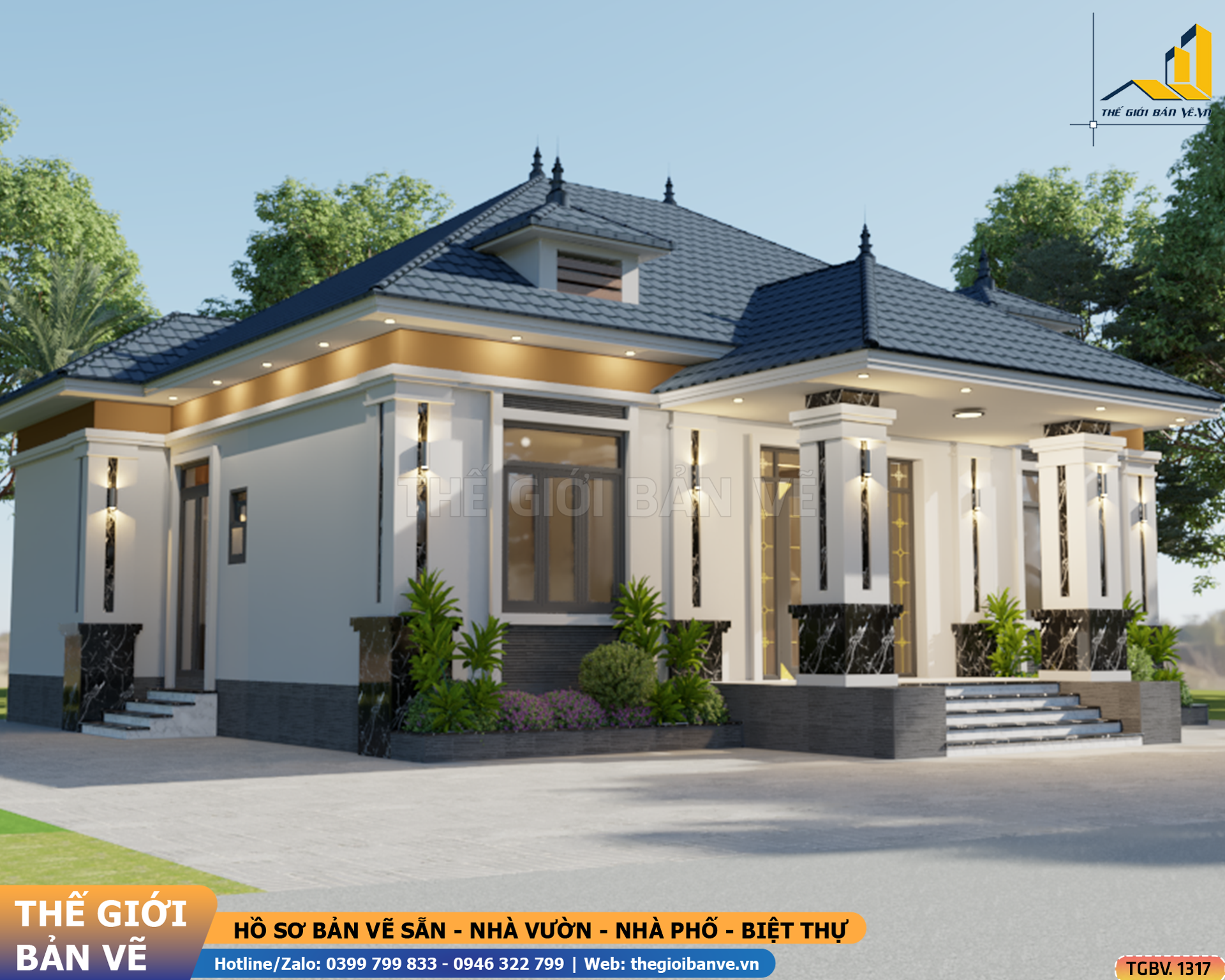 Nhà Vườn Mái Nhật 13.2x10.9m – 4 Phòng Ngủ | TGBV.1317