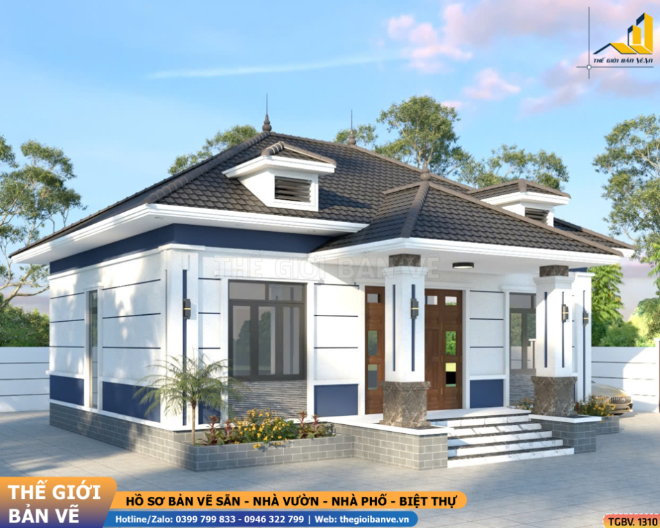 Nhà Vườn Mái Nhật 11.9x12.2m – 4 Phòng Ngủ Hiện Đại | TGBV.1310