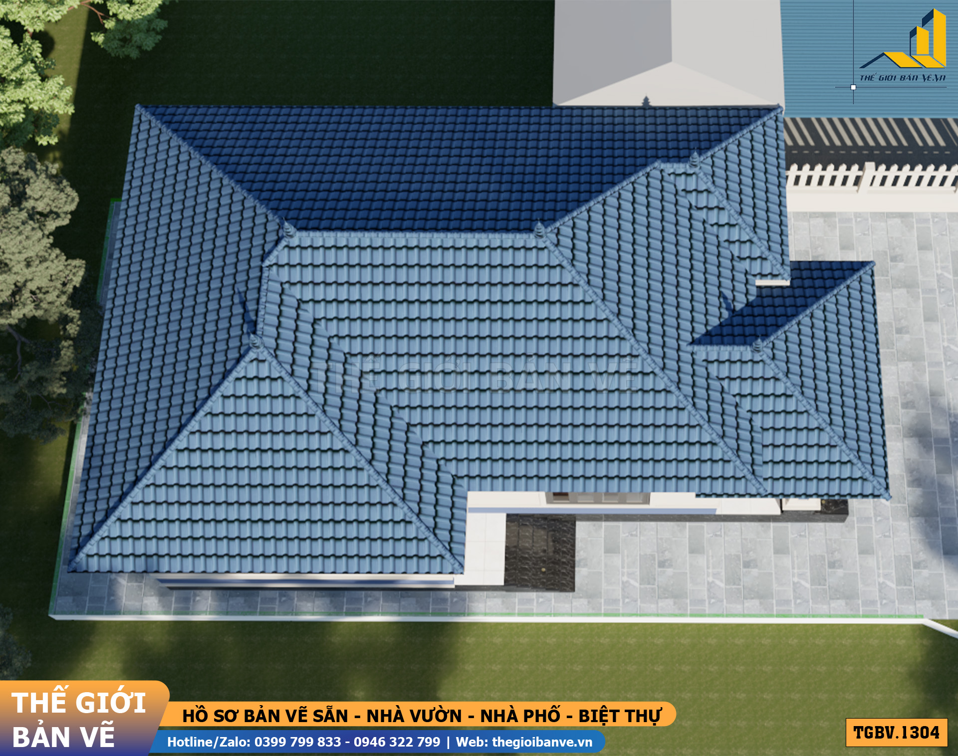 Nhà Vườn Mái Nhật 16.8x10m – 3 Phòng Ngủ Hiện Đại | TGBV.1304