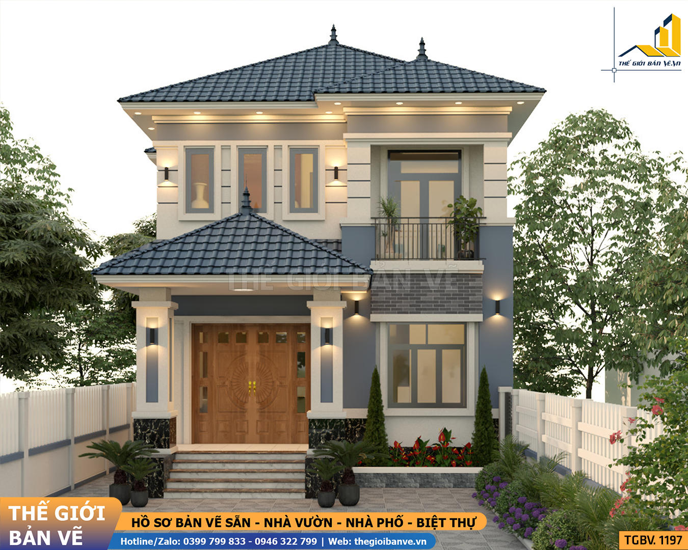 Biệt Thự 2 Tầng Mái Nhật 8.1x11.8m – 3 Phòng Ngủ | TGBV.1197