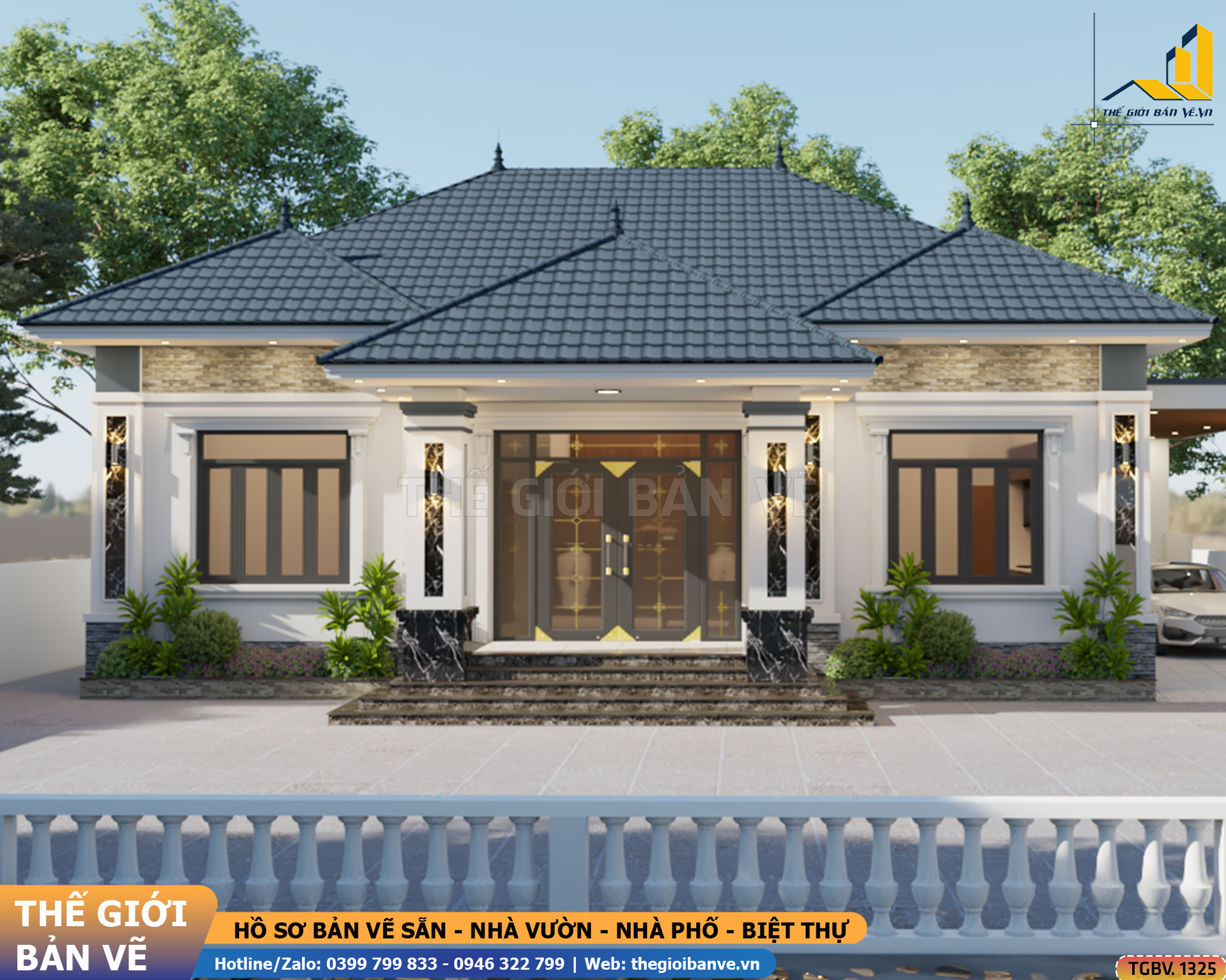 Nhà Vườn Mái Nhật 18x10.6m – 3 Phòng Ngủ | TGBV.1325