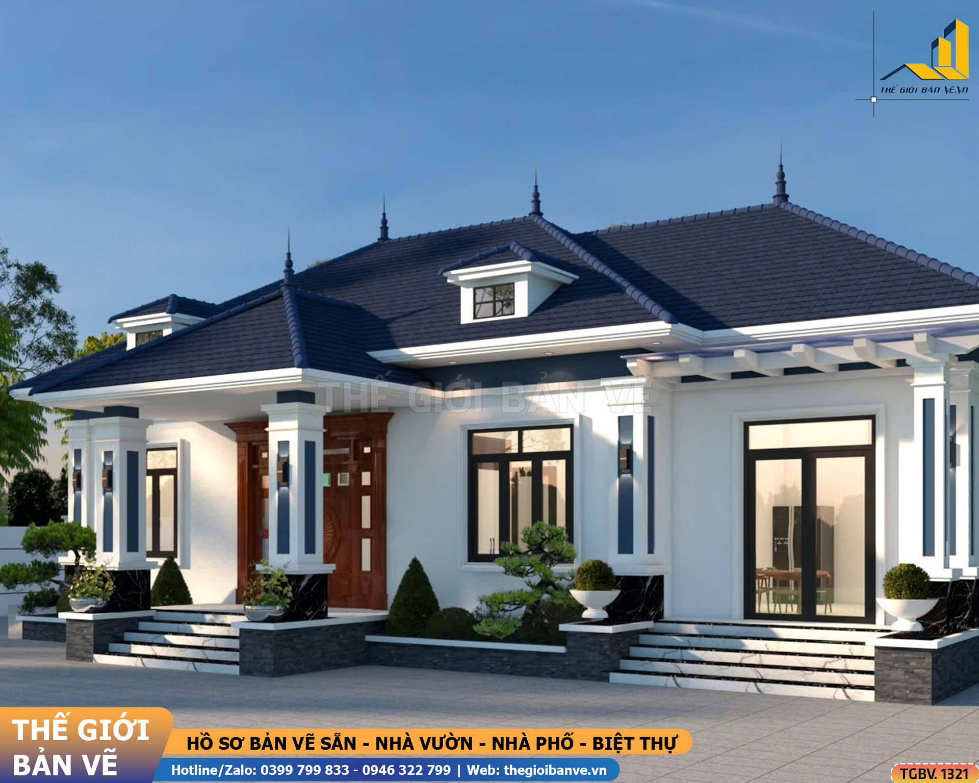 Nhà Vườn Mái Nhật 17.2x12.5m – 4 Phòng Ngủ | TGBV.1321