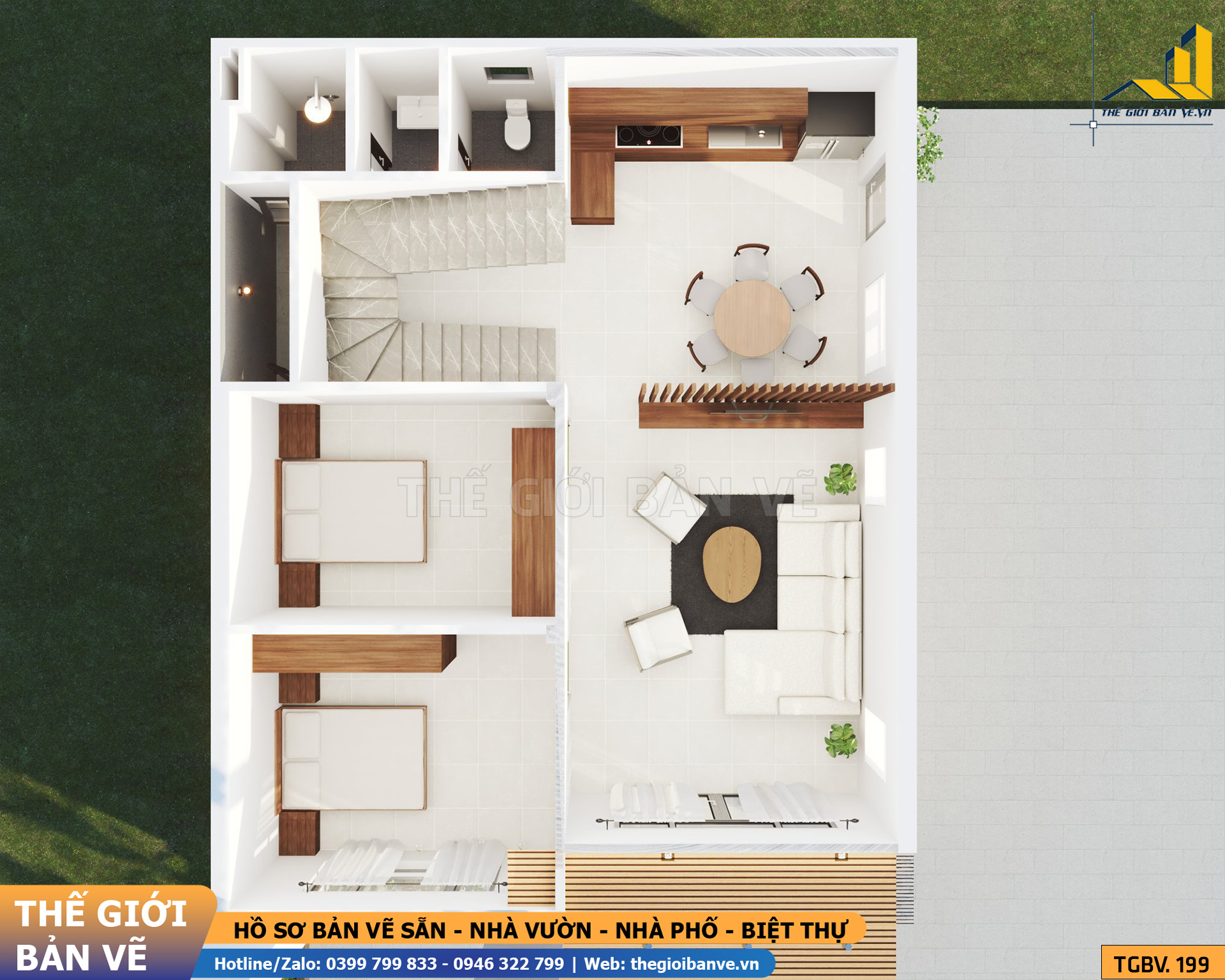 Biệt Thự Mái Bằng Hiện Đại 8.4x11.2m – 4 Phòng Ngủ | TGBV.1199