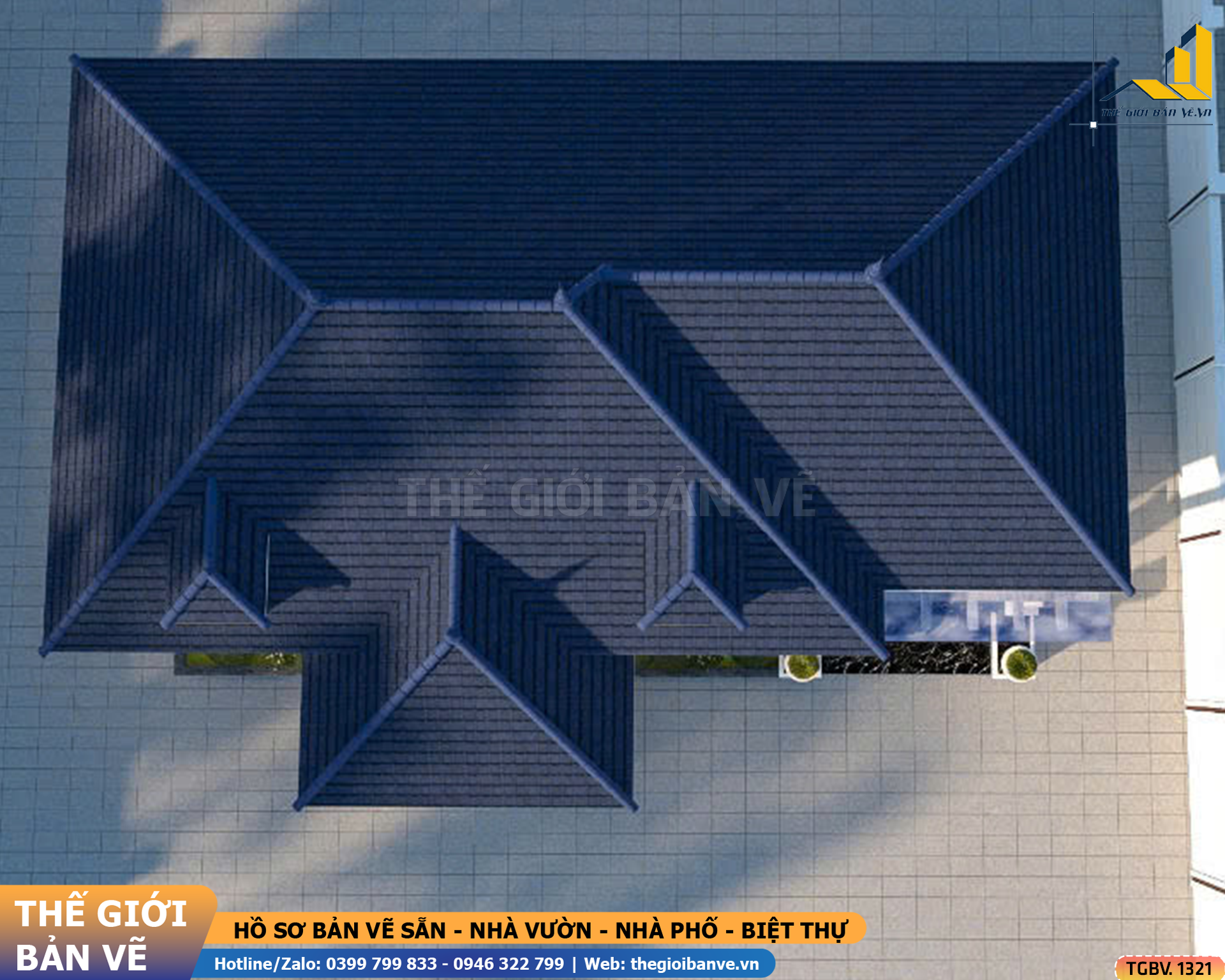 Nhà Vườn Mái Nhật 17.2x12.5m – 4 Phòng Ngủ | TGBV.1321