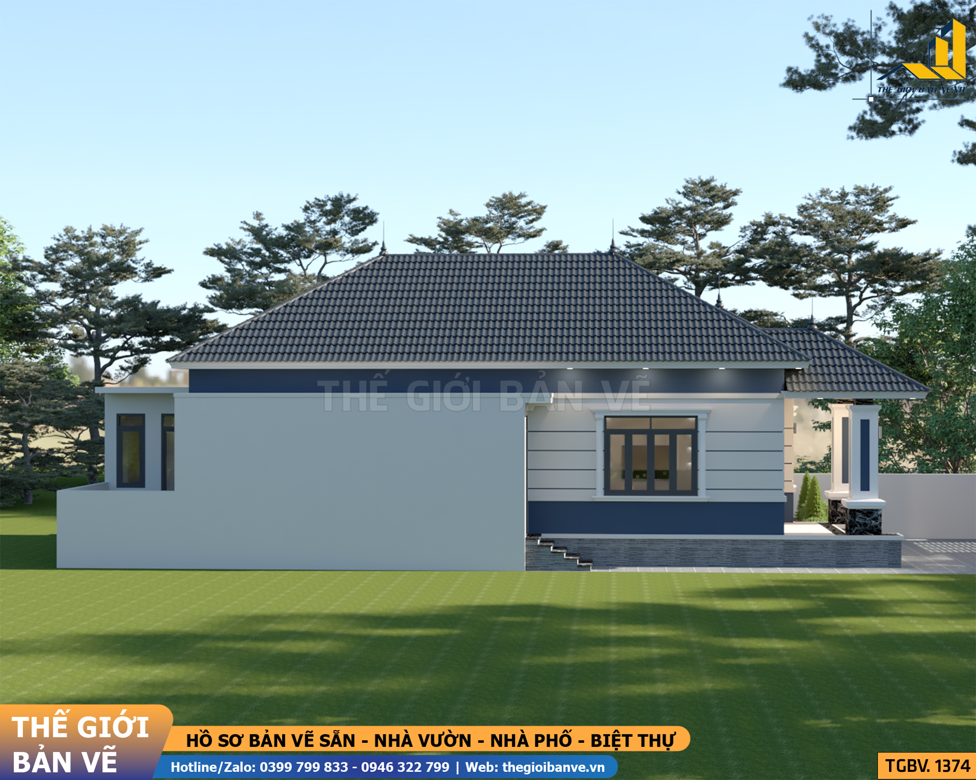 Nhà Vườn Mái Nhật 9.3x19.6m - 4 Phòng Ngủ | TGBV.1374