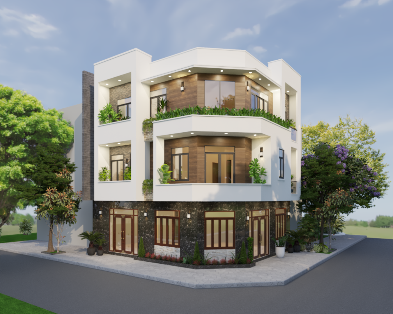 Nhà phố 9.3 x 11.2m - 4 Phòng ngủ hiện đại | TGBV. 1160