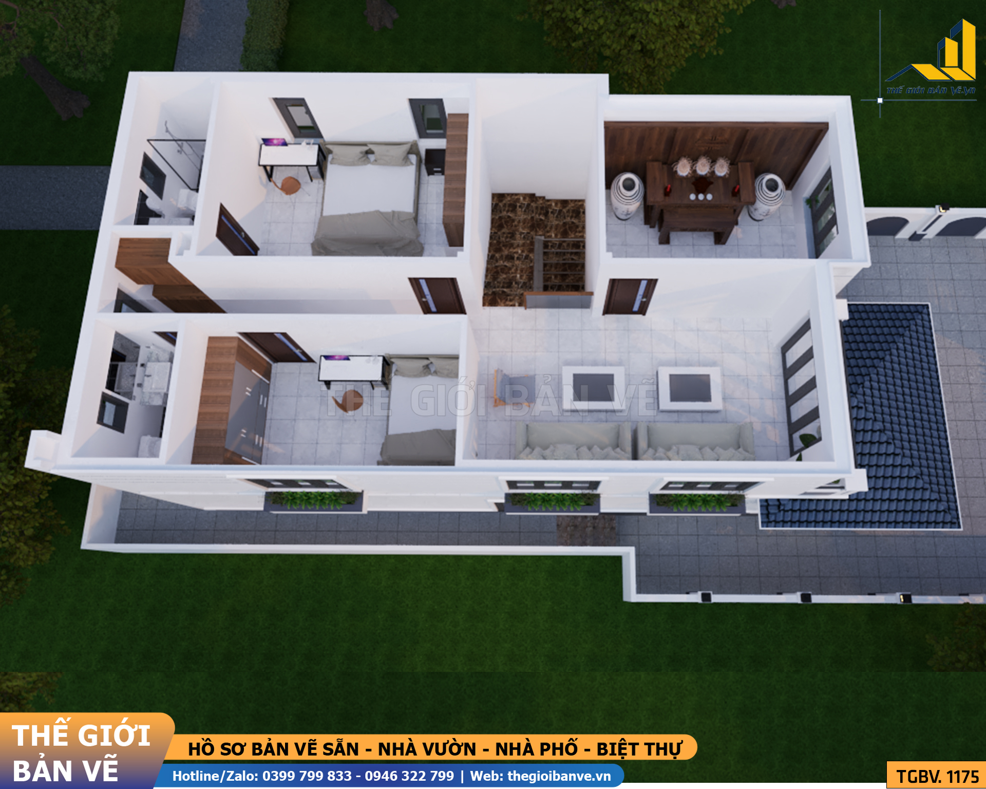 Biệt Thự Mái Nhật 2 Tầng 8x16.9m – 3 Phòng Ngủ | TGBV.1175