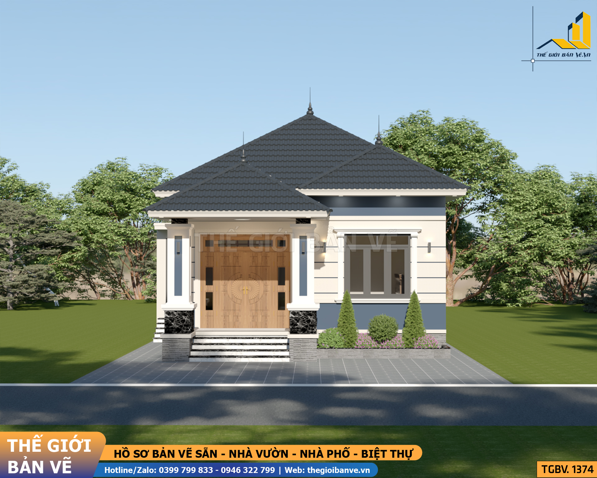 Nhà Vườn Mái Nhật 9.3x19.6m - 4 Phòng Ngủ | TGBV.1374