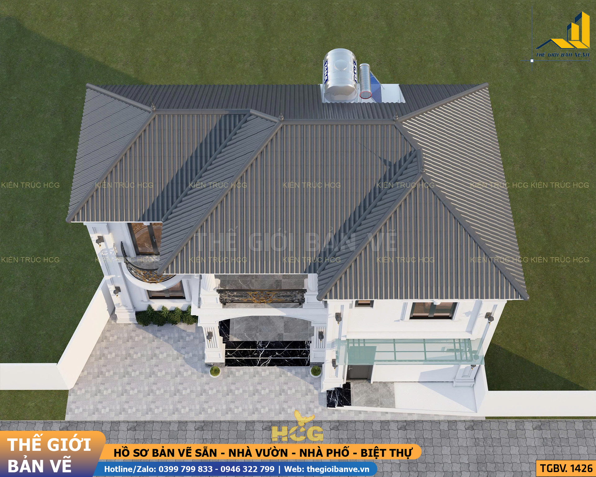 Biệt Thự Mái Nhật 2 Tầng 7.4x13.5m - 4 Phòng Ngủ | TGBV.1426