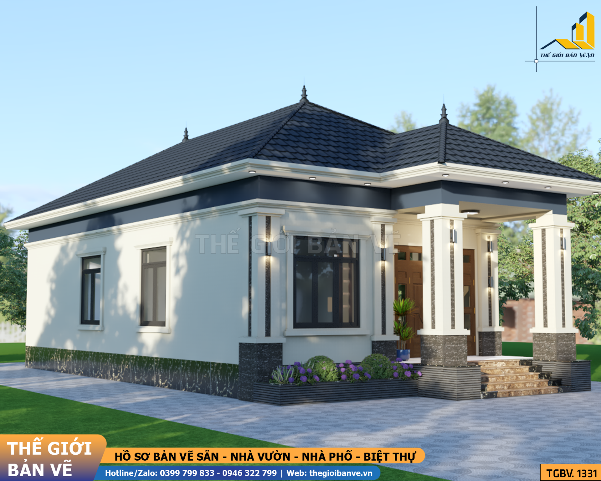 Nhà Vườn Mái Nhật 8.3x17.5m – 3 Phòng Ngủ | TGBV.1331