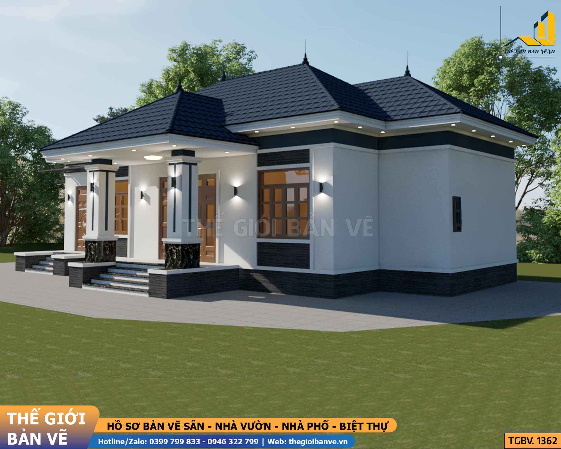 Nhà Vườn Mái Nhật 17.4x10.6m - 4 Phòng Ngủ | TGBV.1362