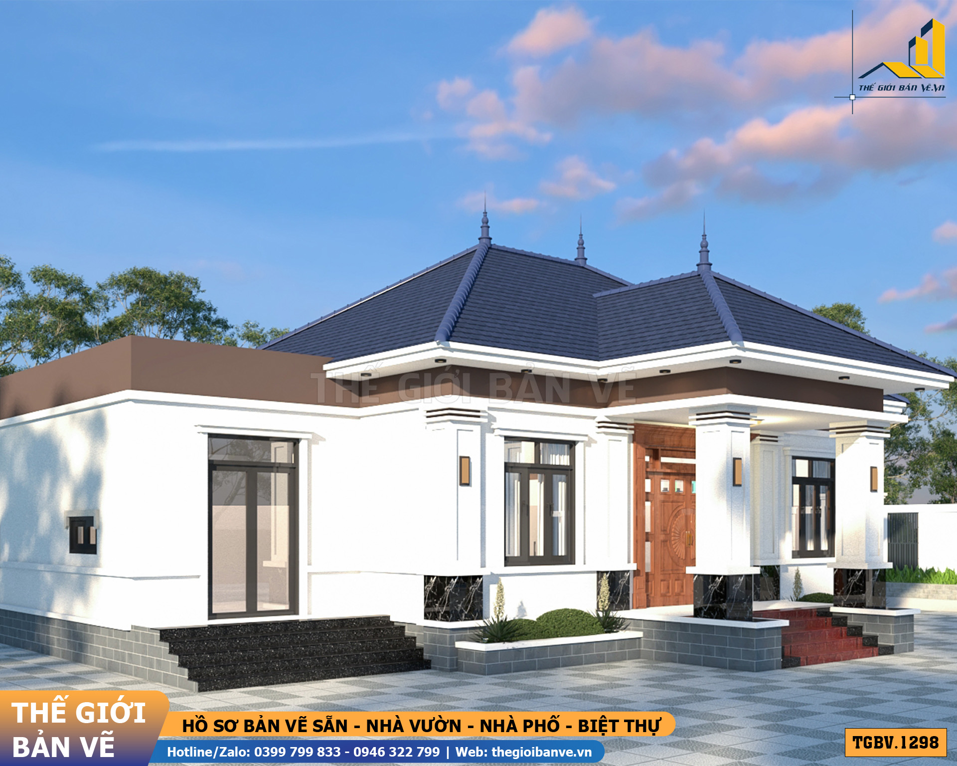 Nhà Vườn Mái Nhật 15x8.7m – 4 Phòng Ngủ Hiện Đại, Tiện Nghi | TGBV.1298