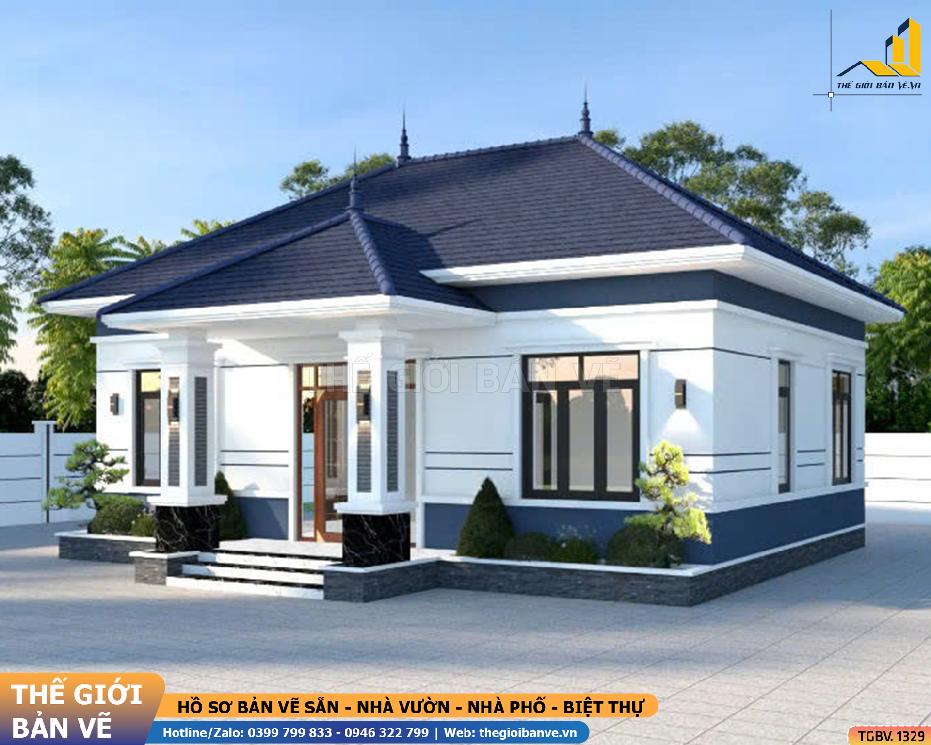 Nhà Vườn Mái Nhật 11.8x12.4m – 3 Phòng Ngủ | TGBV.1329