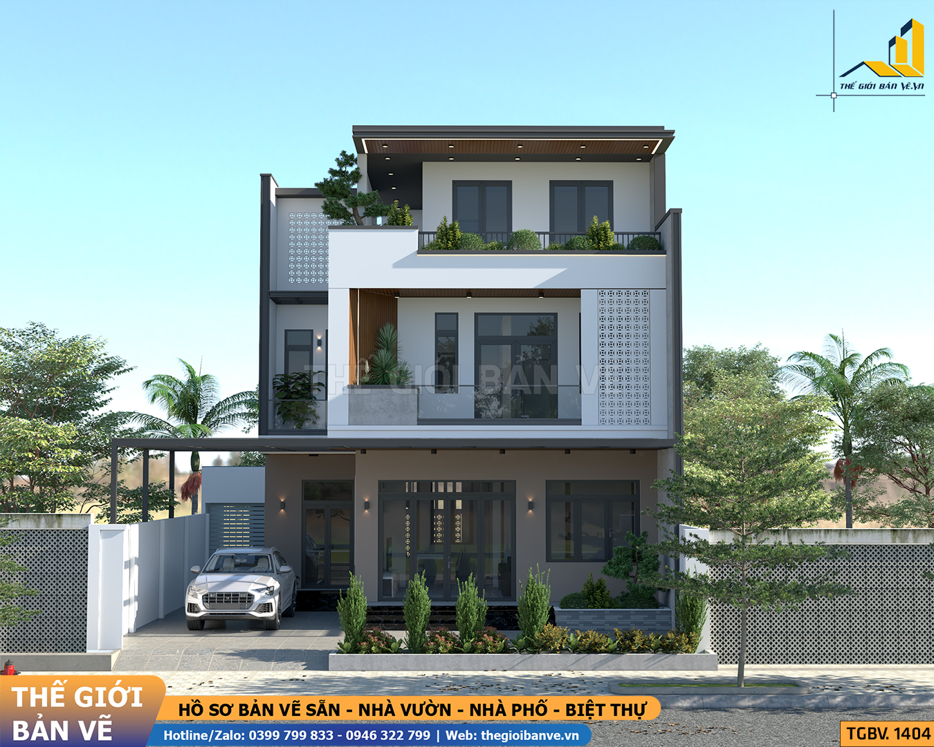 Biệt Thự Mái Bằng 2 Tầng 7.2x12.6m – 4 Phòng Ngủ | TGBV.1404