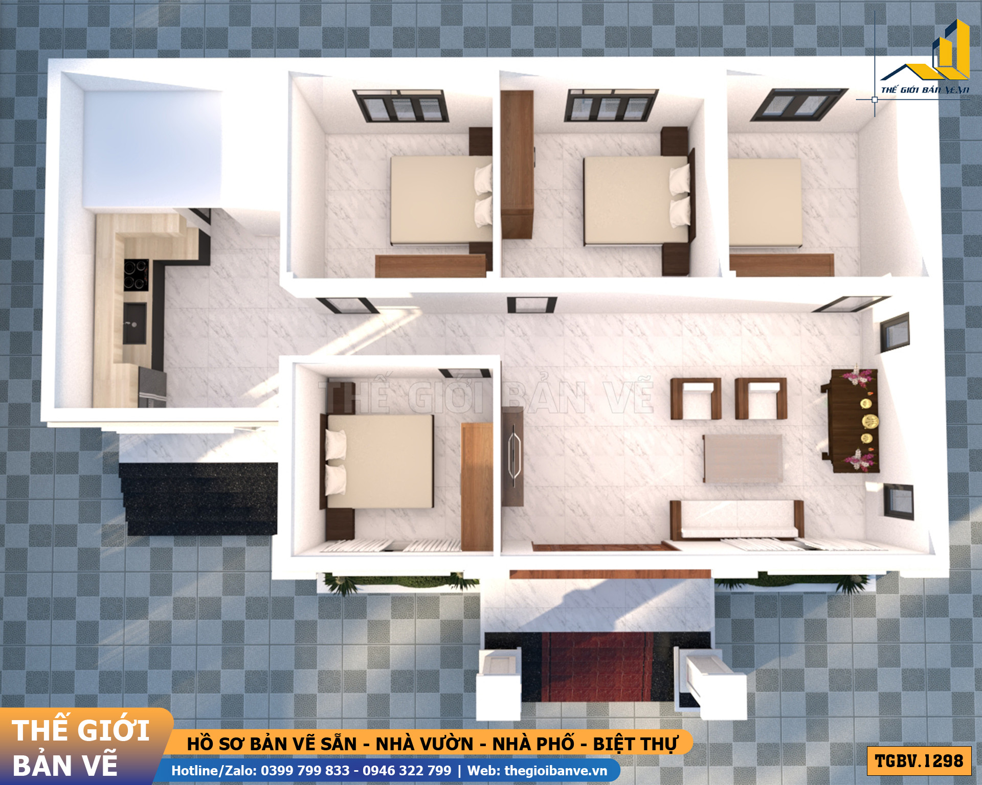 Nhà Vườn Mái Nhật 15x8.7m – 4 Phòng Ngủ Hiện Đại, Tiện Nghi | TGBV.1298