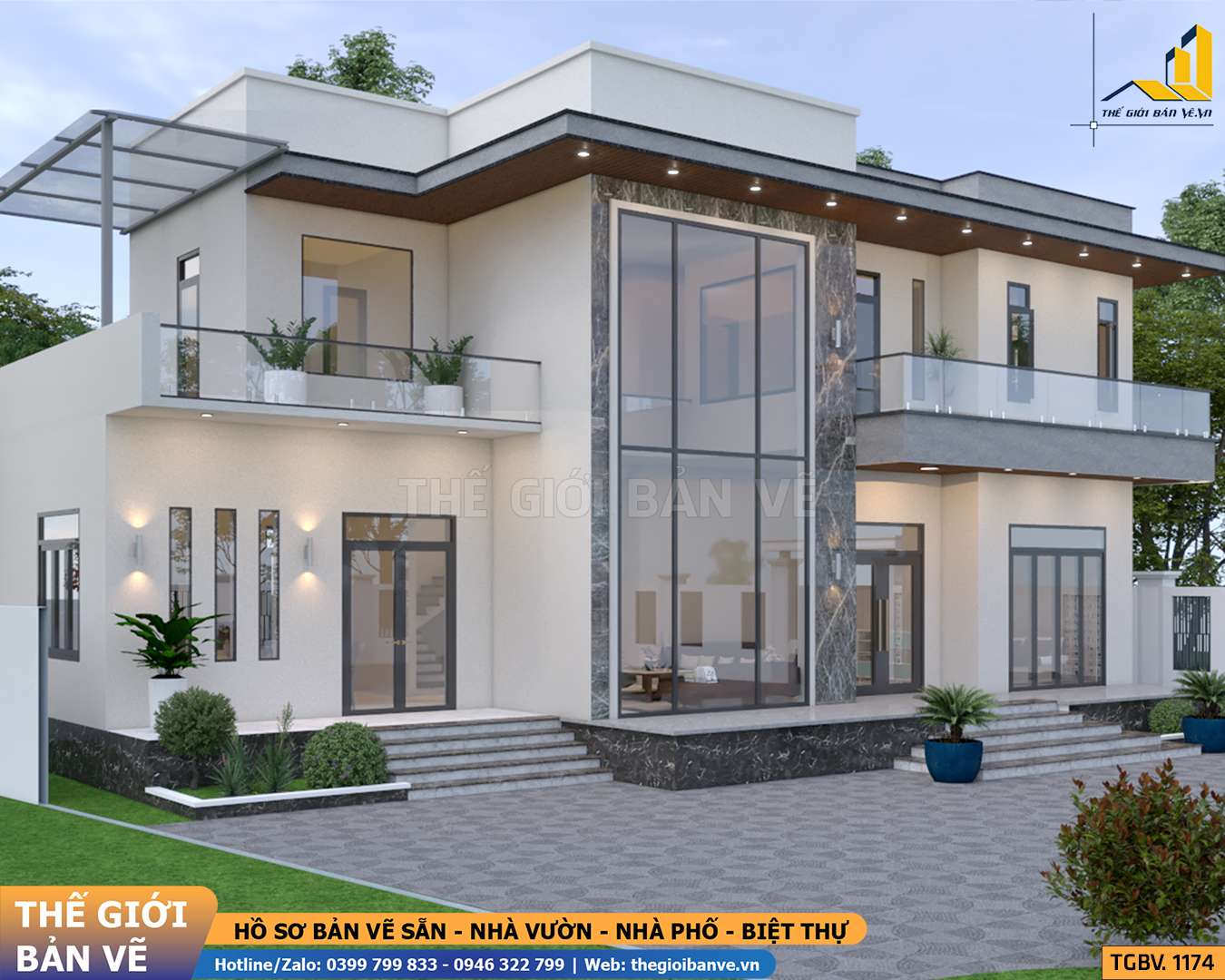 Biệt Thự Mái Bằng 17.2x10m – 4 Phòng Ngủ | TGBV.1174