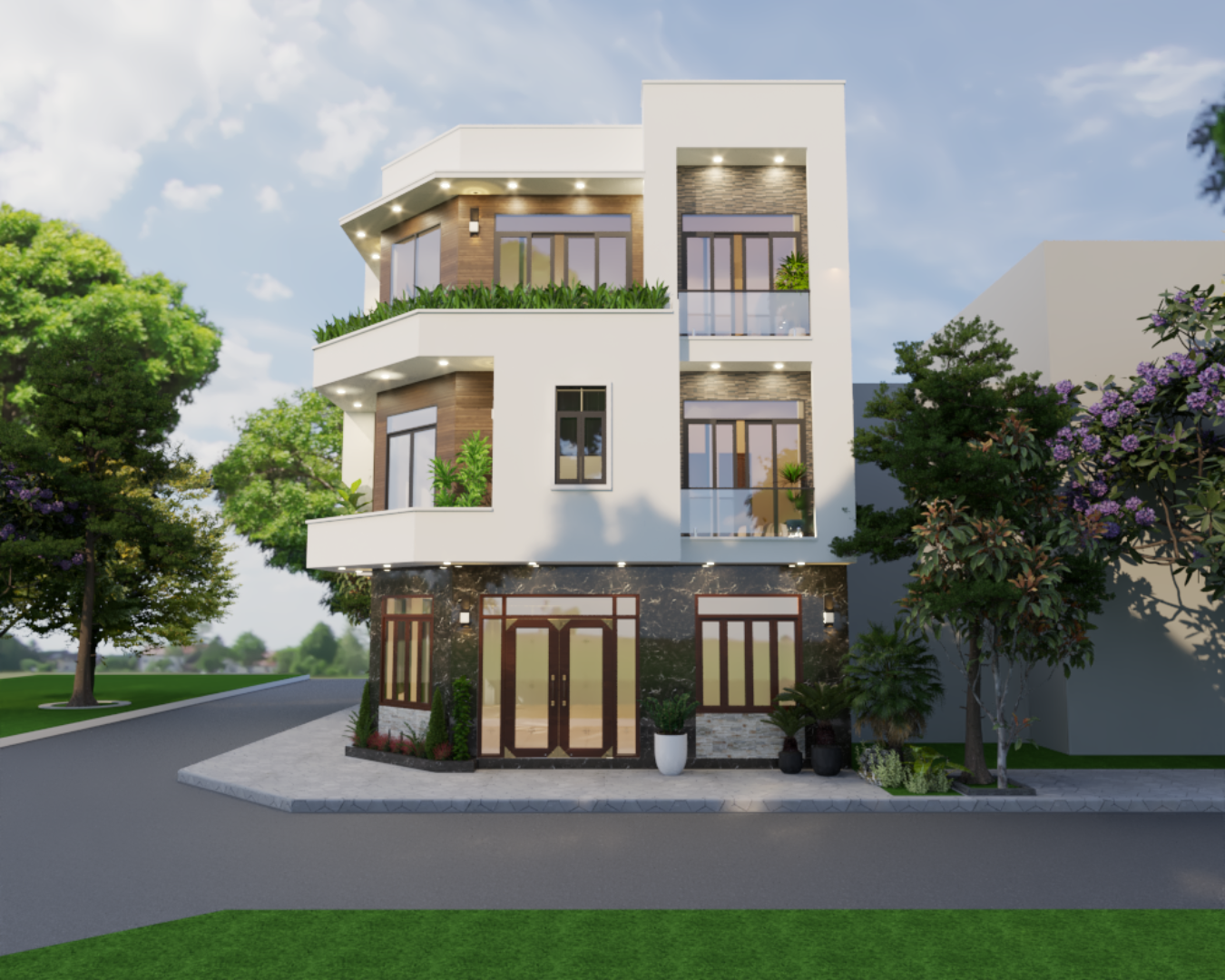 Nhà phố 9.3 x 11.2m - 4 Phòng ngủ hiện đại | TGBV. 1160